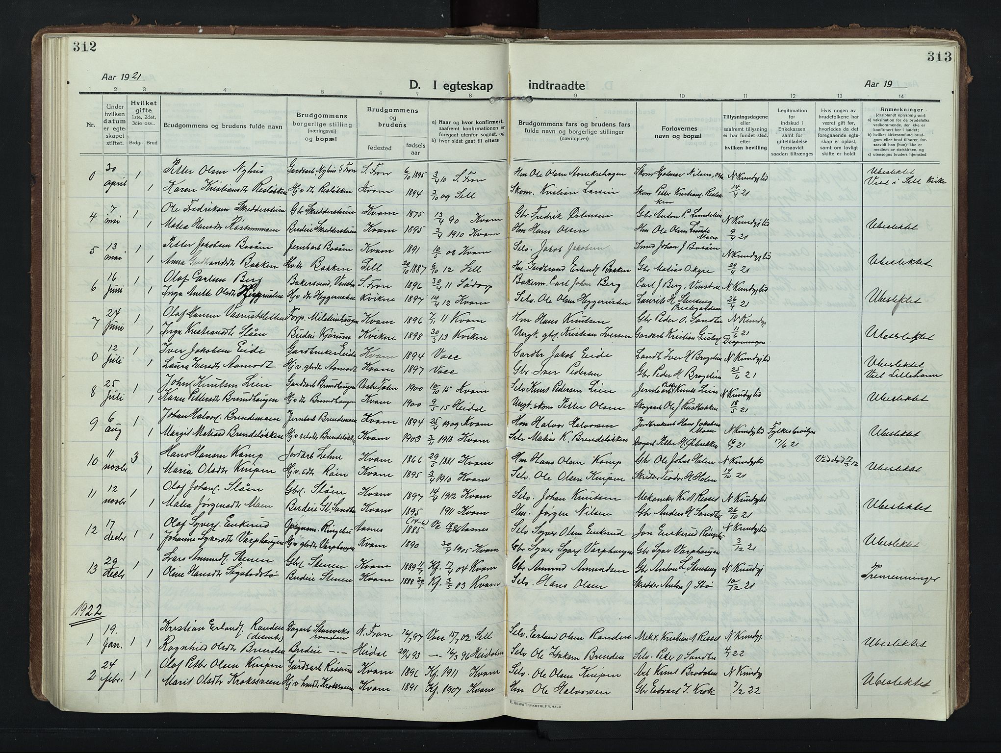 Nord-Fron prestekontor, AV/SAH-PREST-080/H/Ha/Hab/L0008: Parish register (copy) no. 8, 1915-1948, p. 312-313