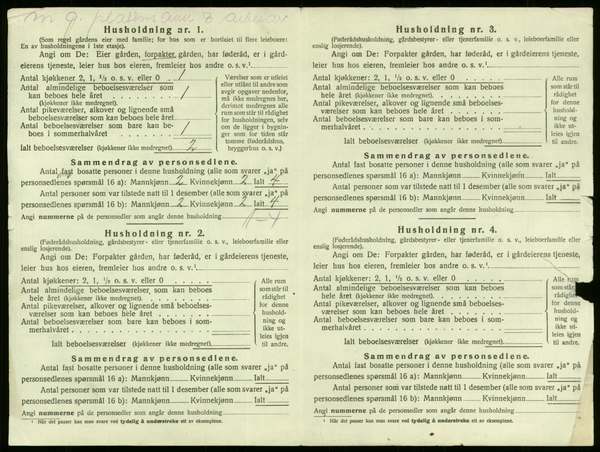 SAB, 1920 census for Fjell, 1920, p. 1465