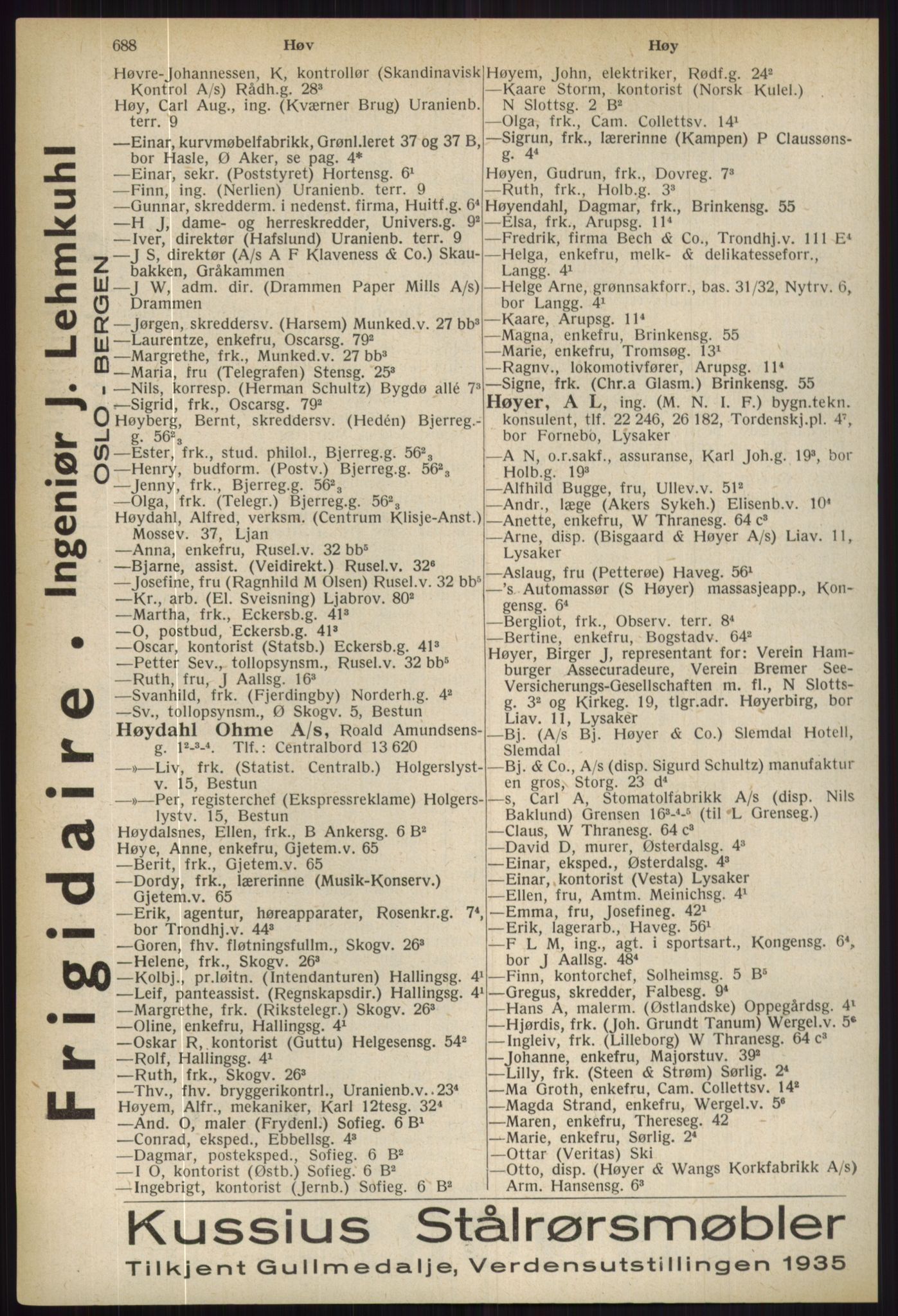 Kristiania/Oslo adressebok, PUBL/-, 1936, p. 688