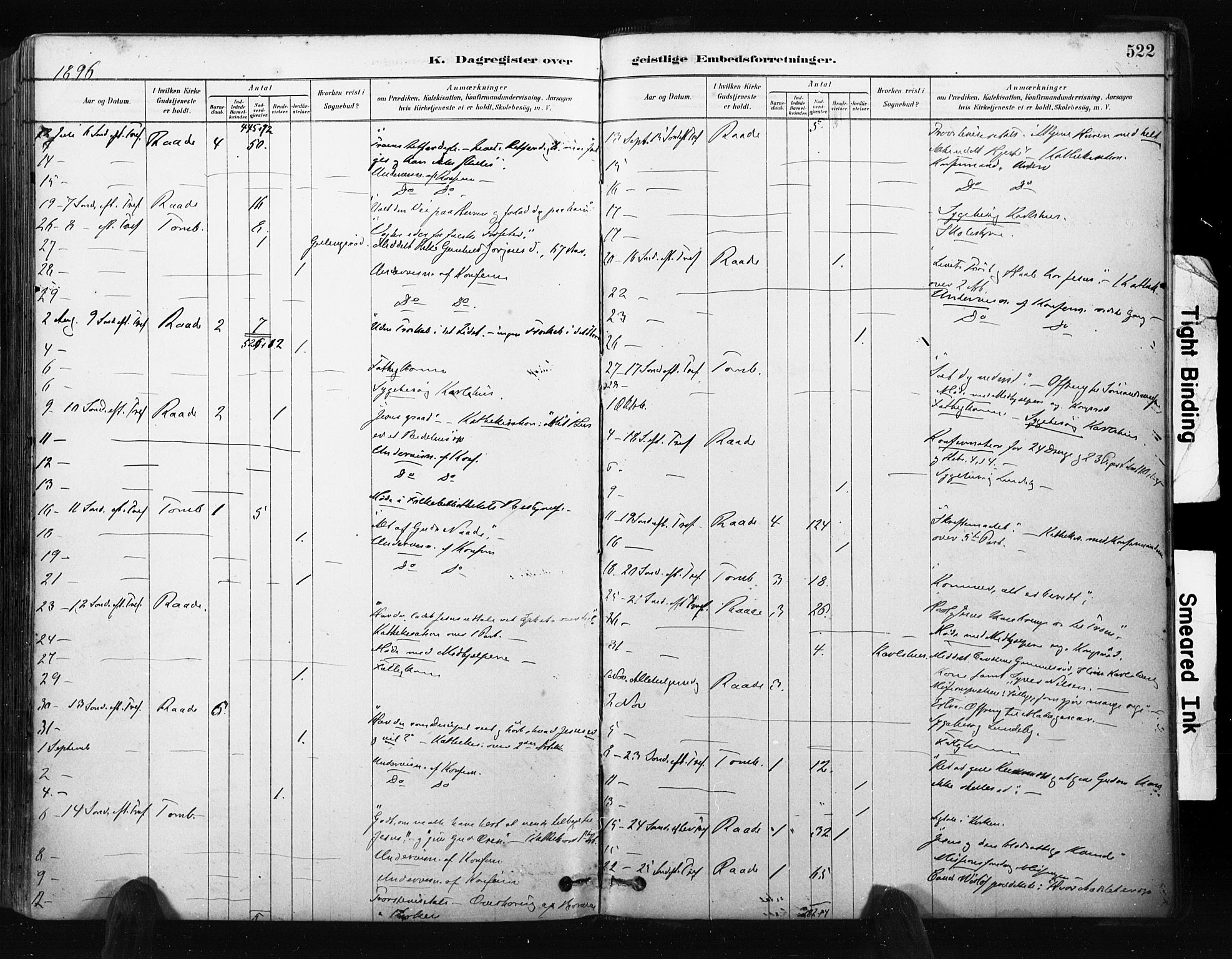 Råde prestekontor kirkebøker, AV/SAO-A-2009/F/Fa/L0007: Parish register (official) no. 7, 1878-1902, p. 522