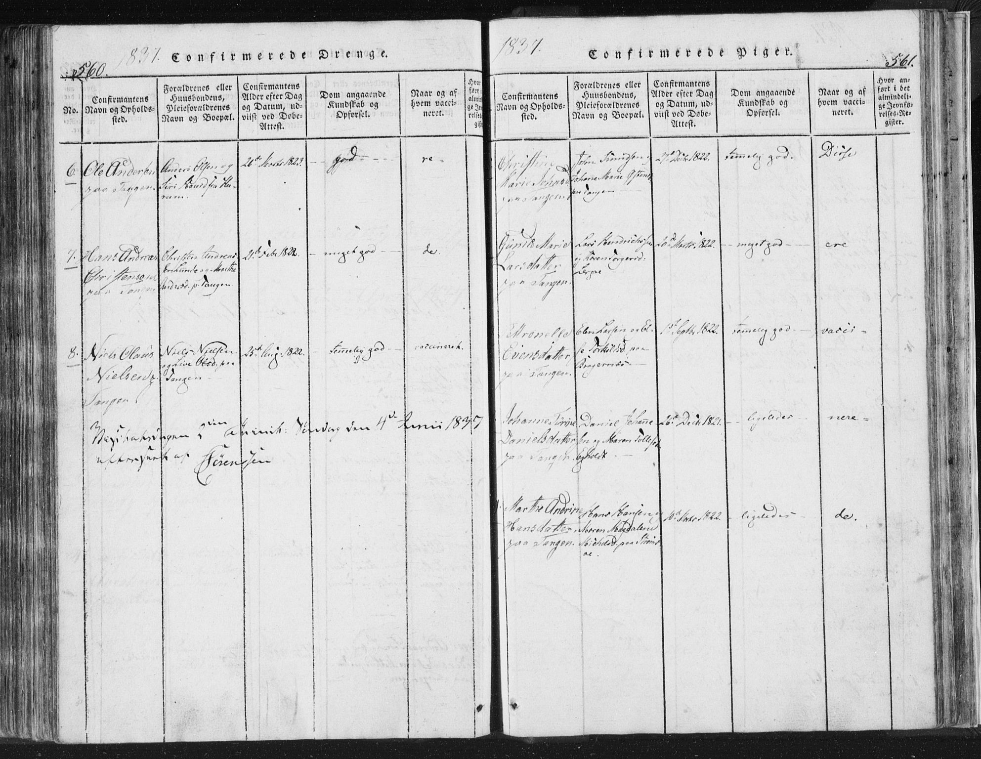 Strømsø kirkebøker, AV/SAKO-A-246/F/Fb/L0004: Parish register (official) no. II 4, 1814-1843, p. 560-561