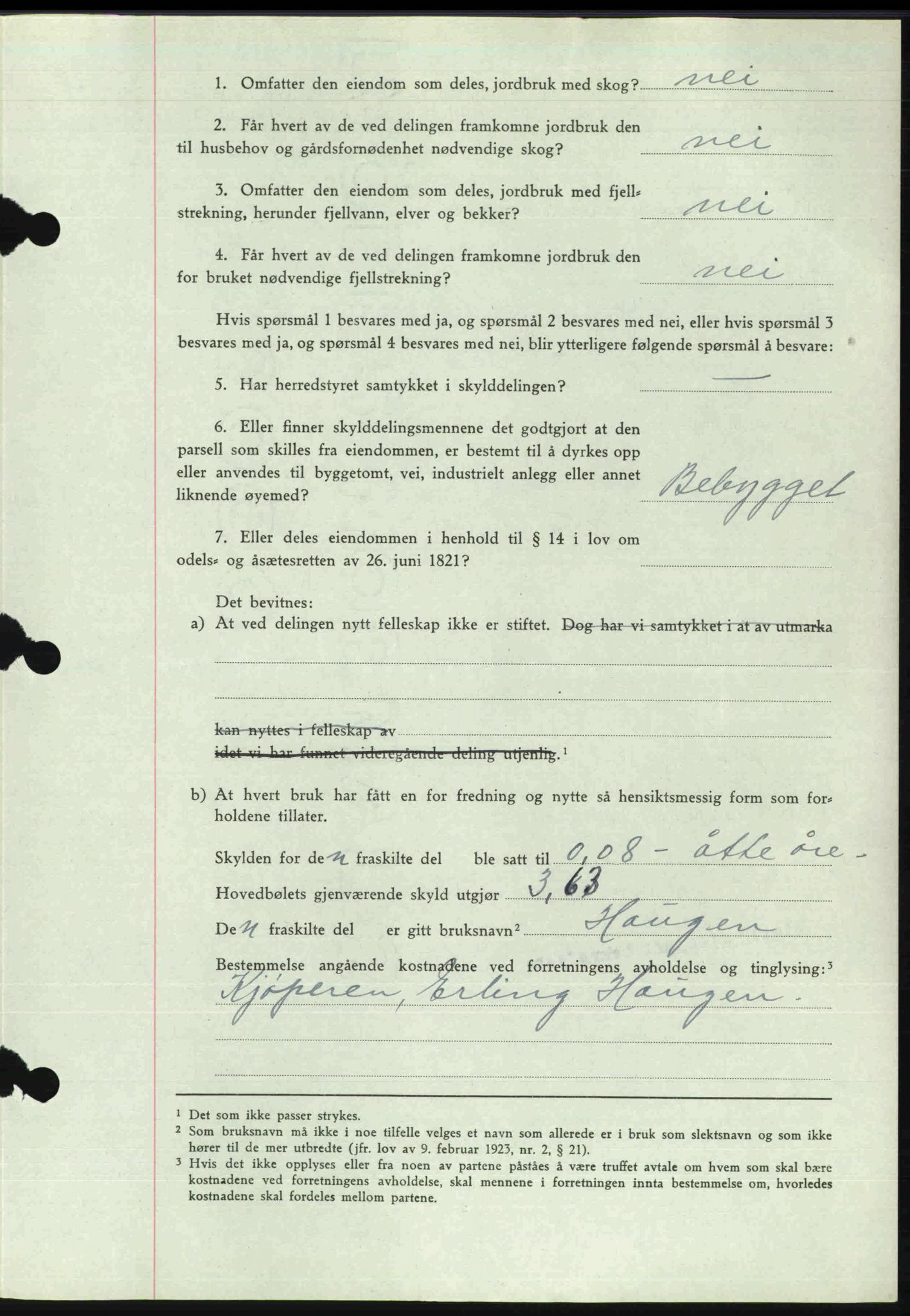 Toten tingrett, SAH/TING-006/H/Hb/Hbc/L0013: Mortgage book no. Hbc-13, 1945-1945, Diary no: : 955/1945