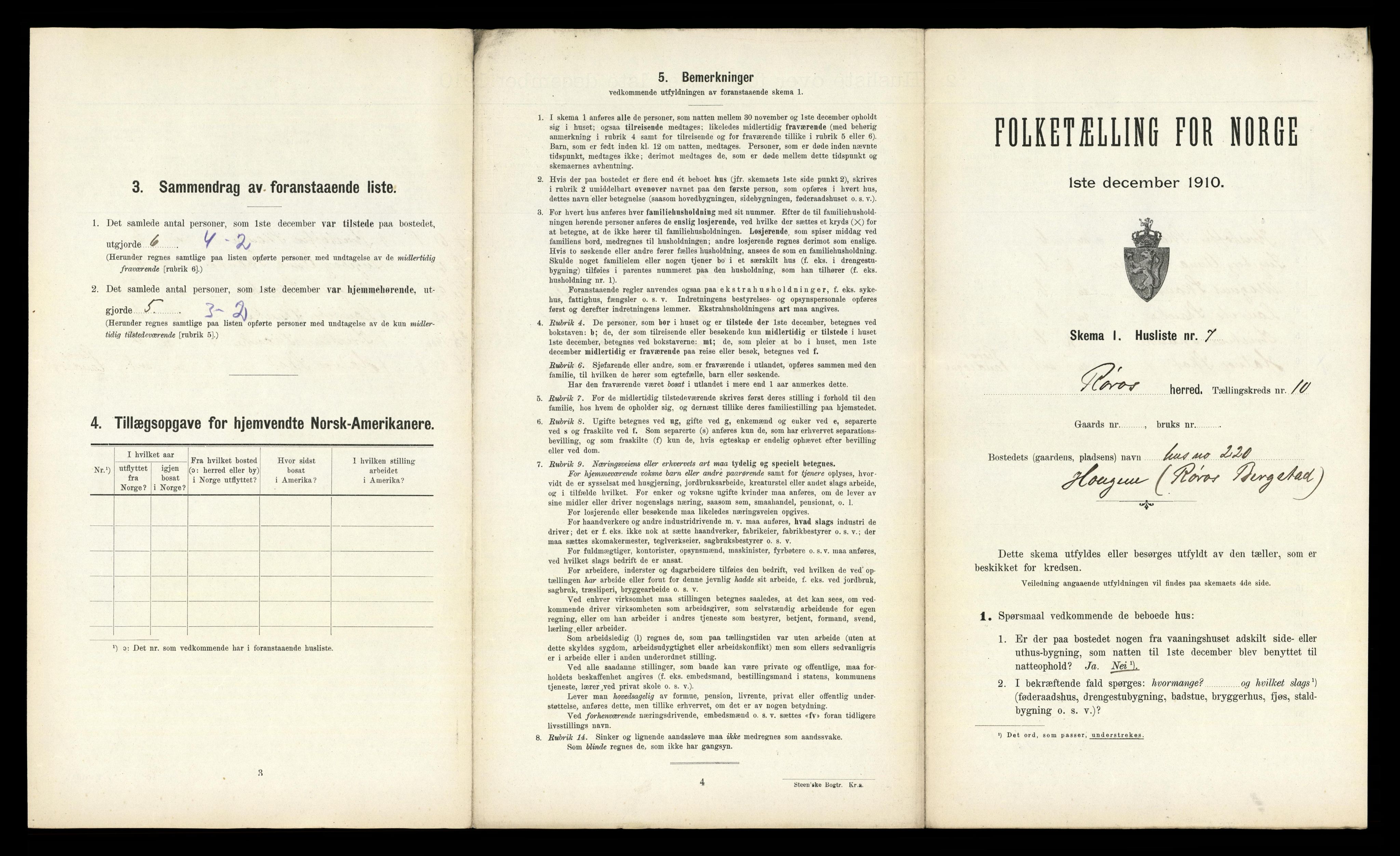 RA, 1910 census for Røros, 1910, p. 1193