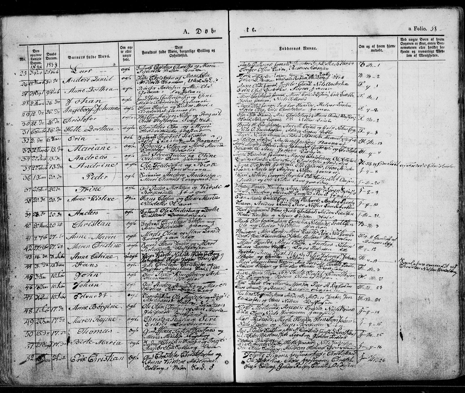 Eiker kirkebøker, SAKO/A-4/G/Ga/L0002: Parish register (copy) no. I 2, 1832-1856, p. 58