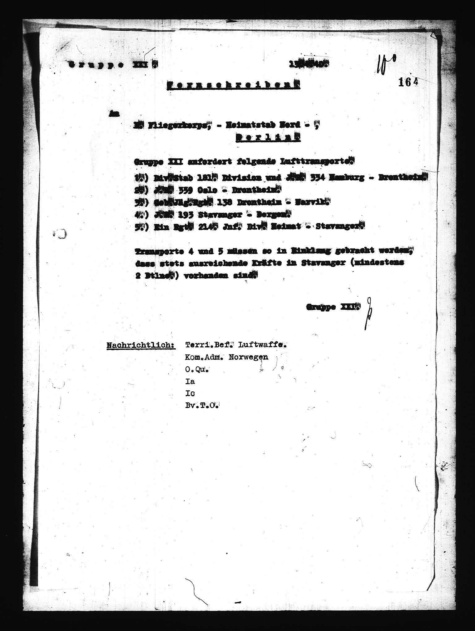 Documents Section, AV/RA-RAFA-2200/V/L0076: Amerikansk mikrofilm "Captured German Documents".
Box No. 715.  FKA jnr. 619/1954., 1940, p. 1