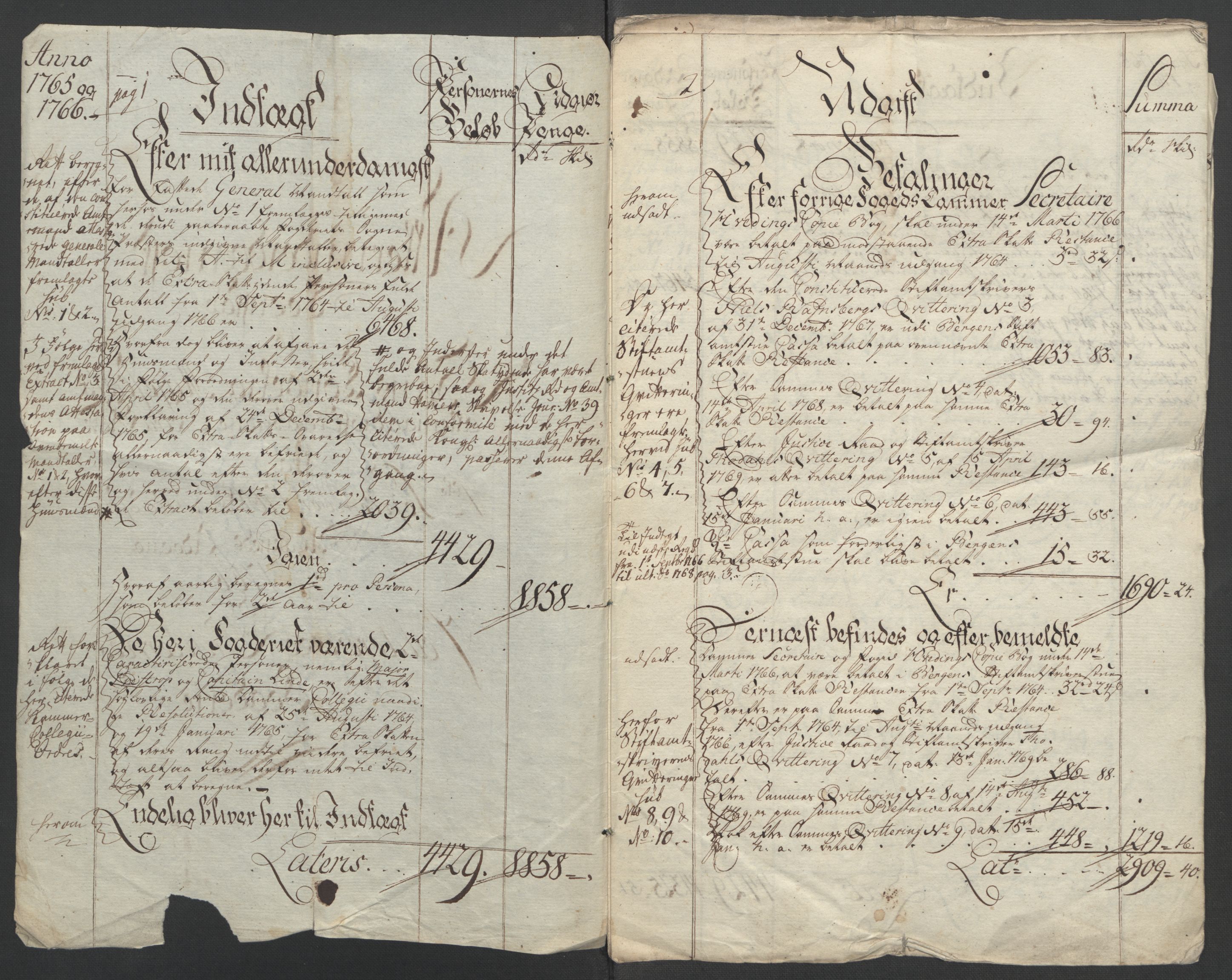 Rentekammeret inntil 1814, Reviderte regnskaper, Fogderegnskap, RA/EA-4092/R46/L2836: Ekstraskatten Jæren og Dalane, 1764-1766, p. 6
