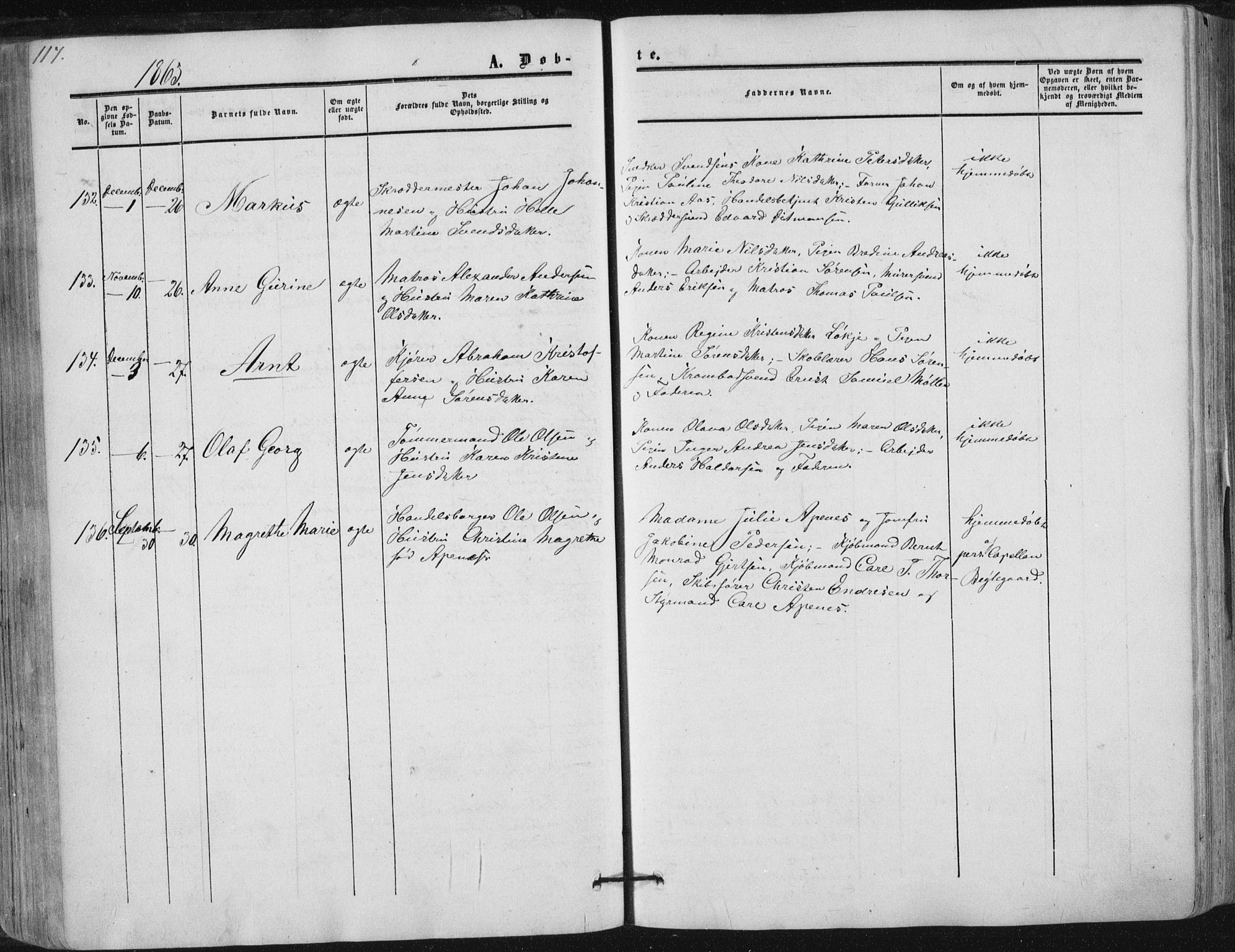 Tønsberg kirkebøker, AV/SAKO-A-330/F/Fa/L0008: Parish register (official) no. I 8, 1855-1864, p. 117