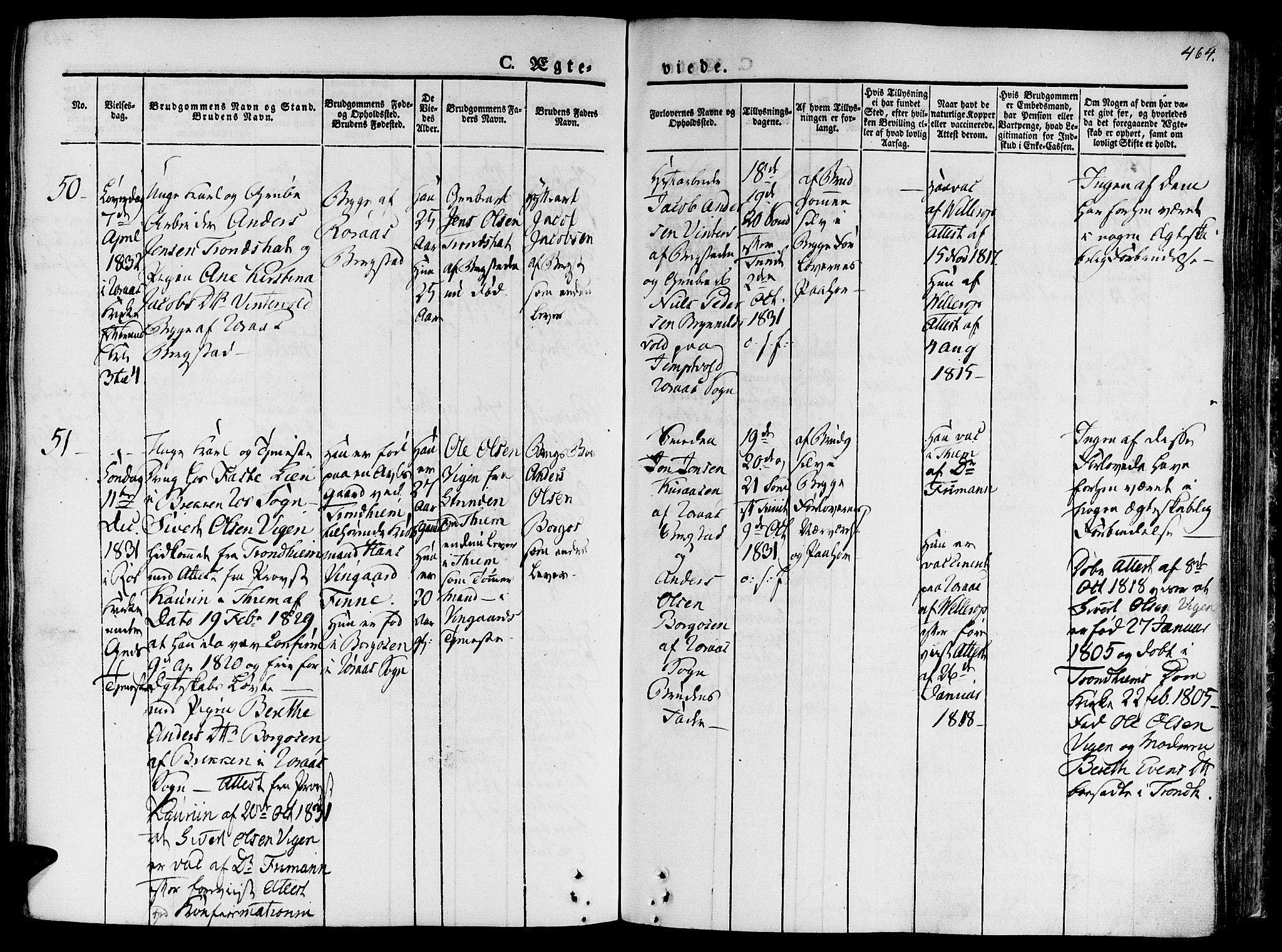 Ministerialprotokoller, klokkerbøker og fødselsregistre - Sør-Trøndelag, SAT/A-1456/681/L0930: Parish register (official) no. 681A08, 1829-1844, p. 464