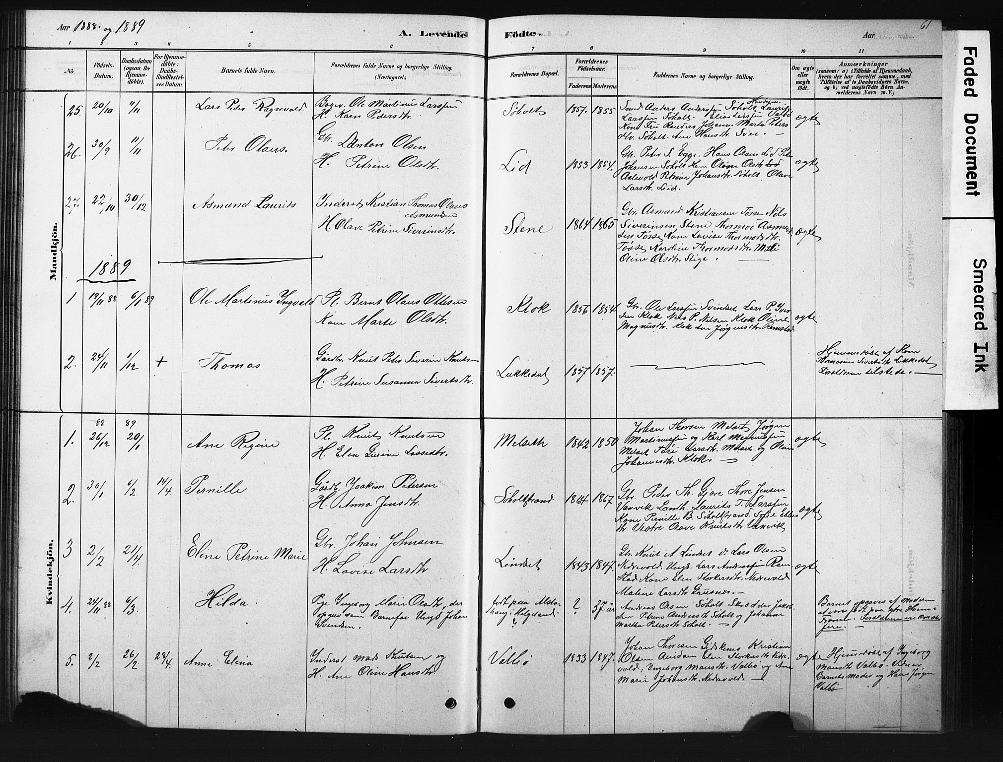 Ministerialprotokoller, klokkerbøker og fødselsregistre - Møre og Romsdal, SAT/A-1454/522/L0326: Parish register (copy) no. 522C05, 1878-1890, p. 61