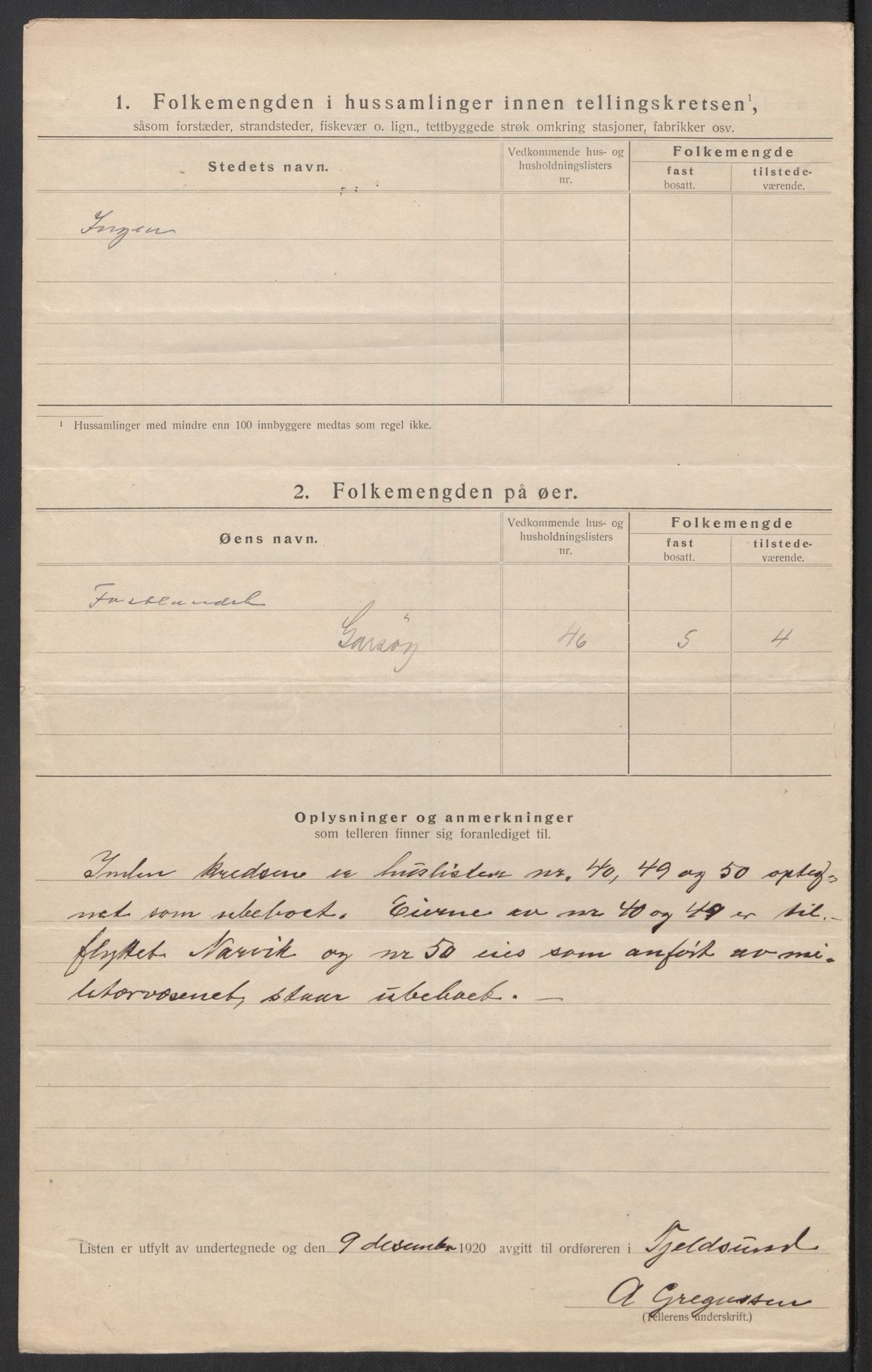 SAT, 1920 census for Tjeldsund, 1920, p. 10