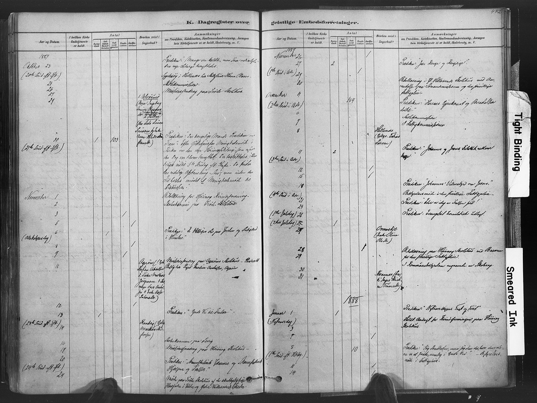 Høvåg sokneprestkontor, SAK/1111-0025/F/Fa/L0005: Parish register (official) no. A 5, 1878-1893, p. 442
