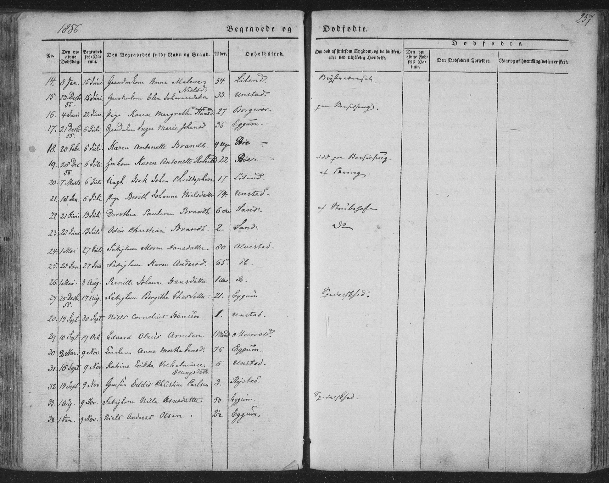 Ministerialprotokoller, klokkerbøker og fødselsregistre - Nordland, SAT/A-1459/880/L1131: Parish register (official) no. 880A05, 1844-1868, p. 257