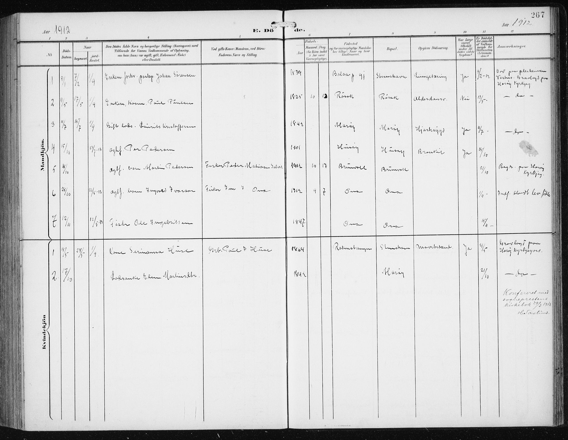 Ministerialprotokoller, klokkerbøker og fødselsregistre - Møre og Romsdal, SAT/A-1454/561/L0733: Parish register (copy) no. 561C03, 1900-1940, p. 267