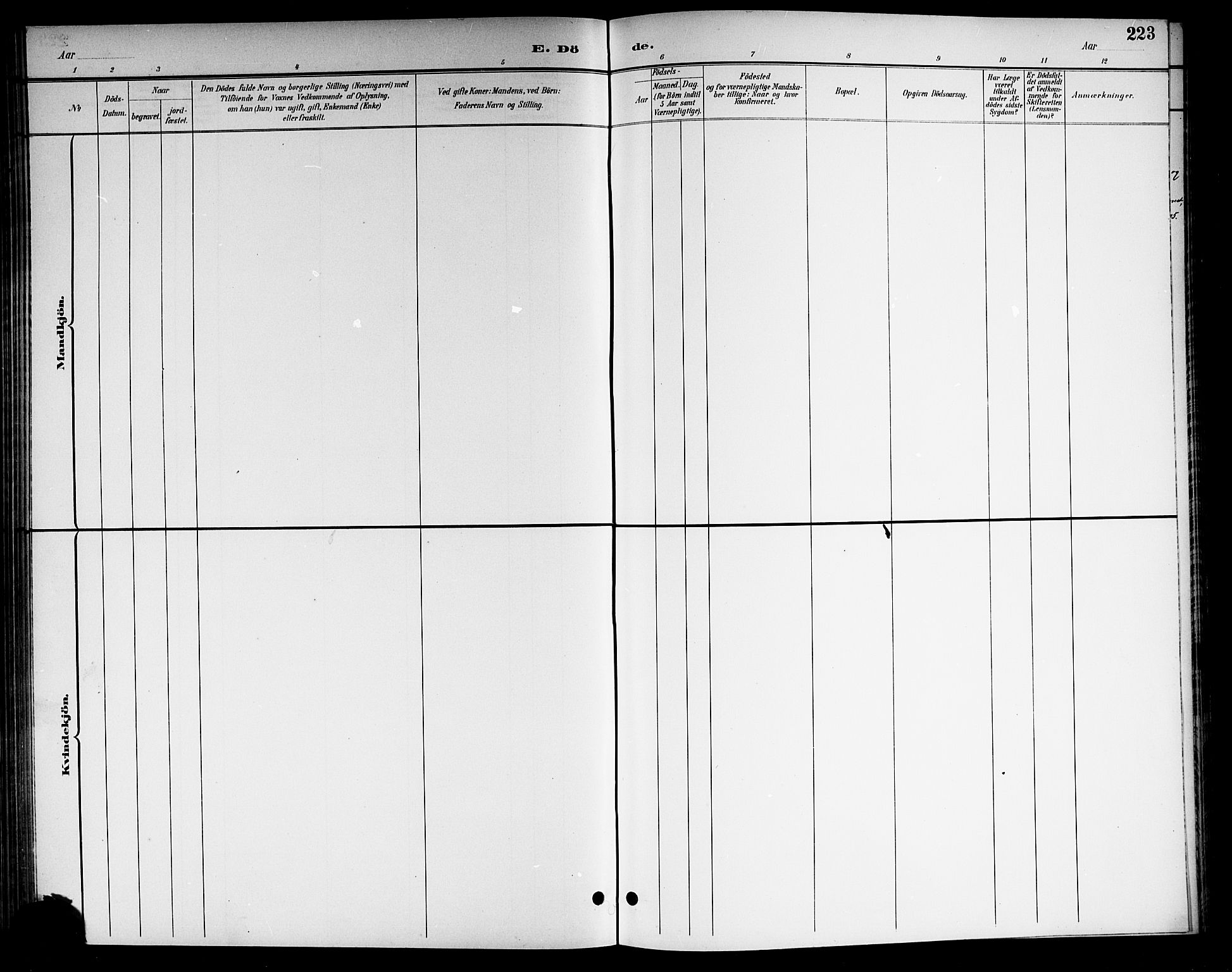 Nore kirkebøker, SAKO/A-238/G/Gb/L0003: Parish register (copy) no. II 3, 1894-1923, p. 223