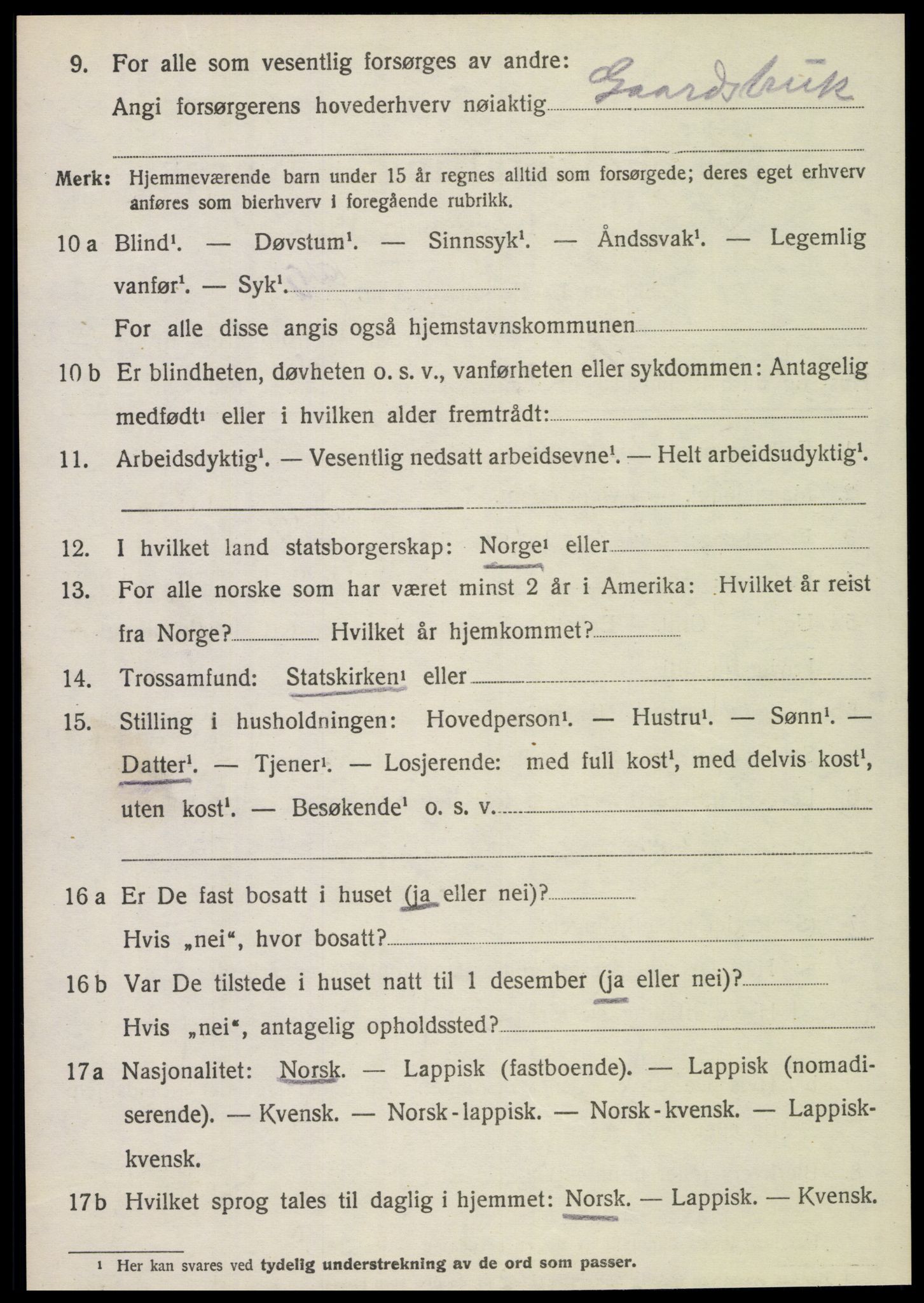 SAT, 1920 census for Sparbu, 1920, p. 6836