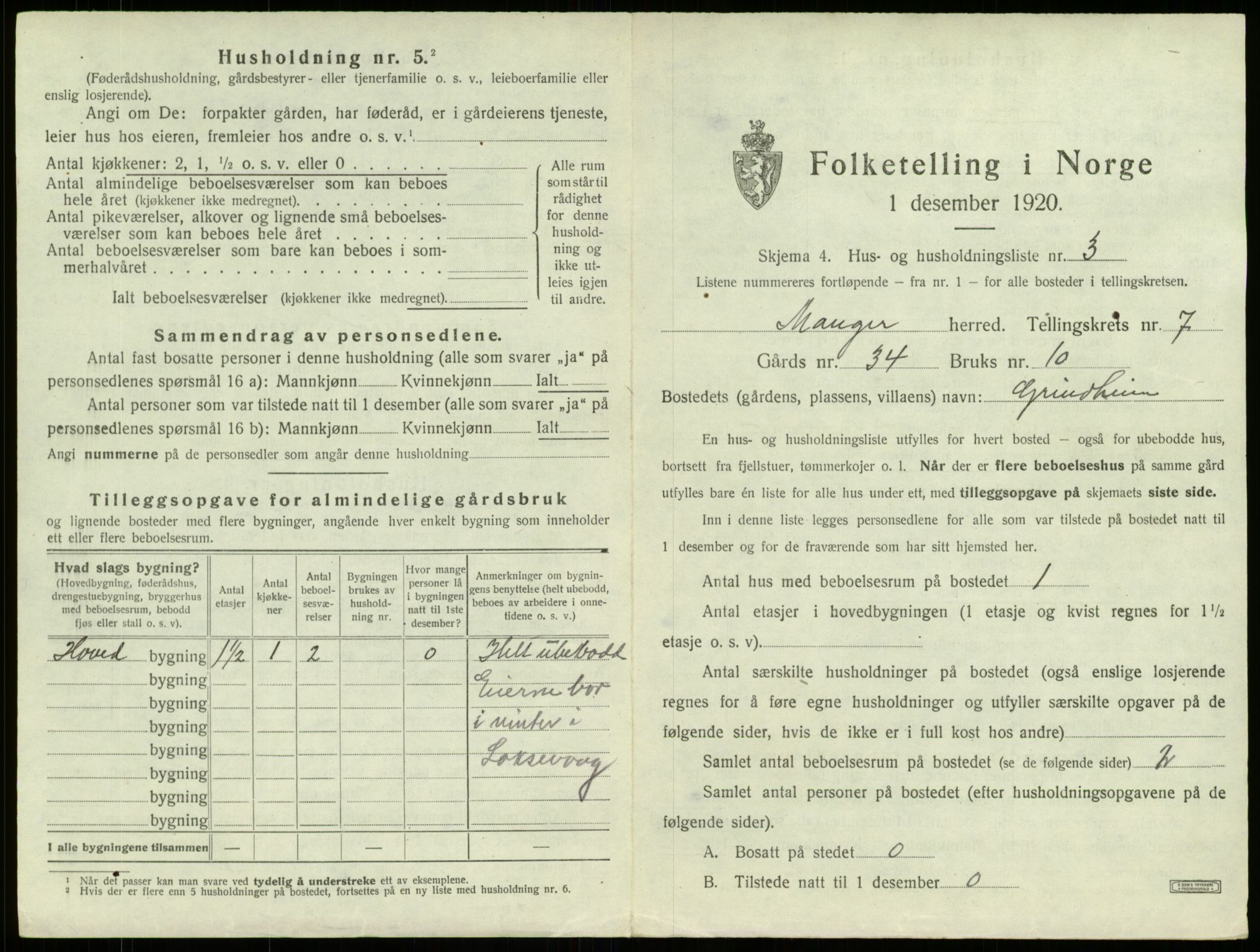 SAB, 1920 census for Manger, 1920, p. 522