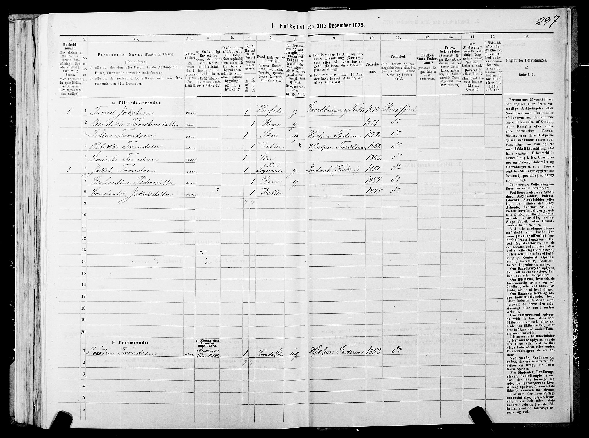 SATØ, 1875 census for 1911P Kvæfjord, 1875, p. 2297