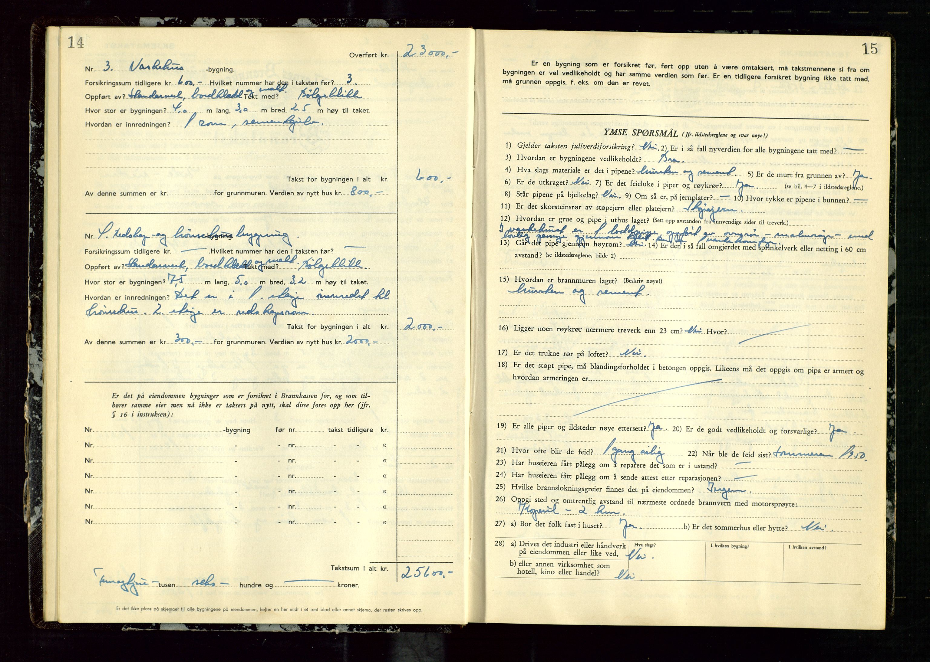 Avaldsnes lensmannskontor, SAST/A-100286/Gob/L0003: "Branntakstprotokoll for Avaldsnes lensmannsdistrikt ", 1950-1952, p. 14-15