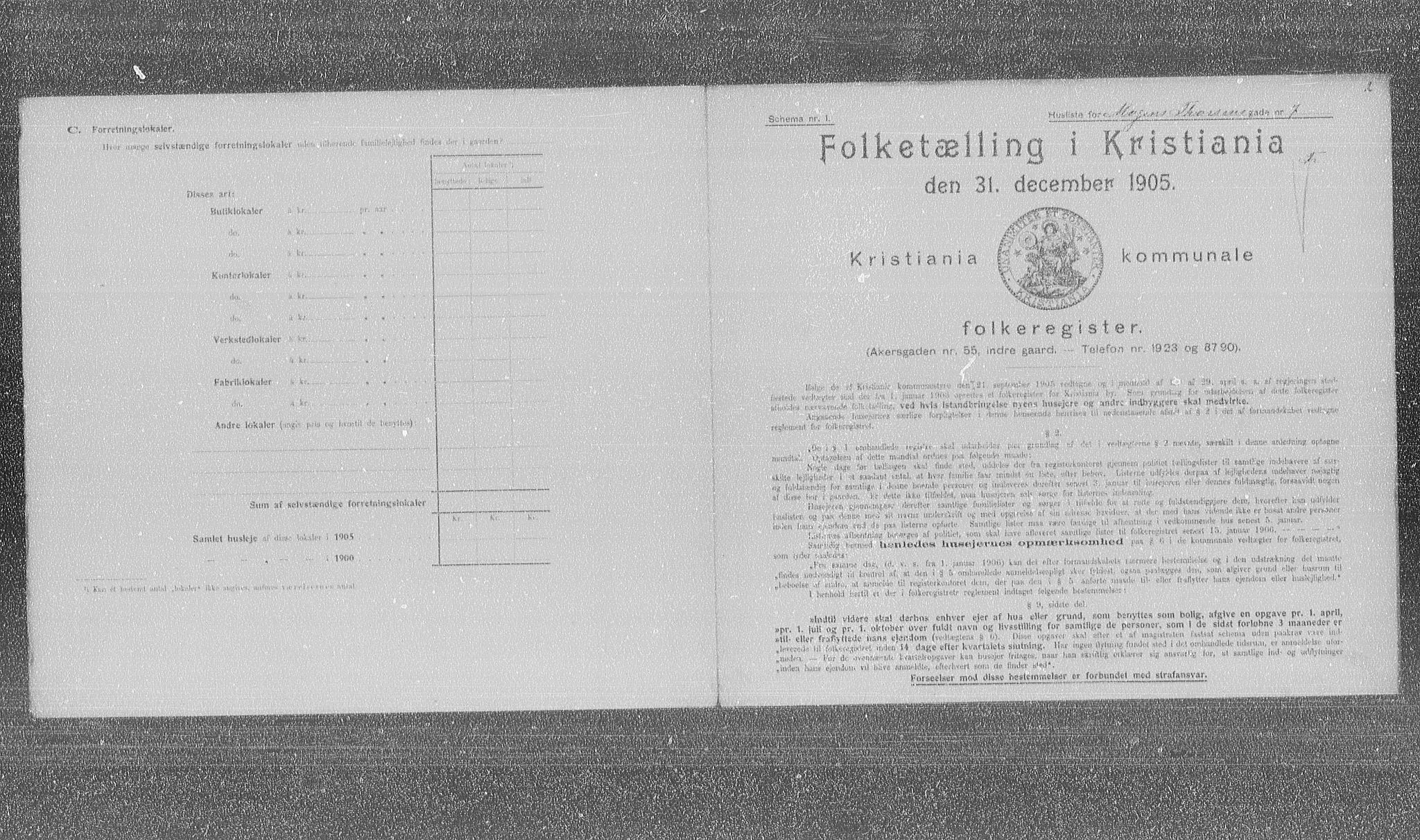 OBA, Municipal Census 1905 for Kristiania, 1905, p. 34447