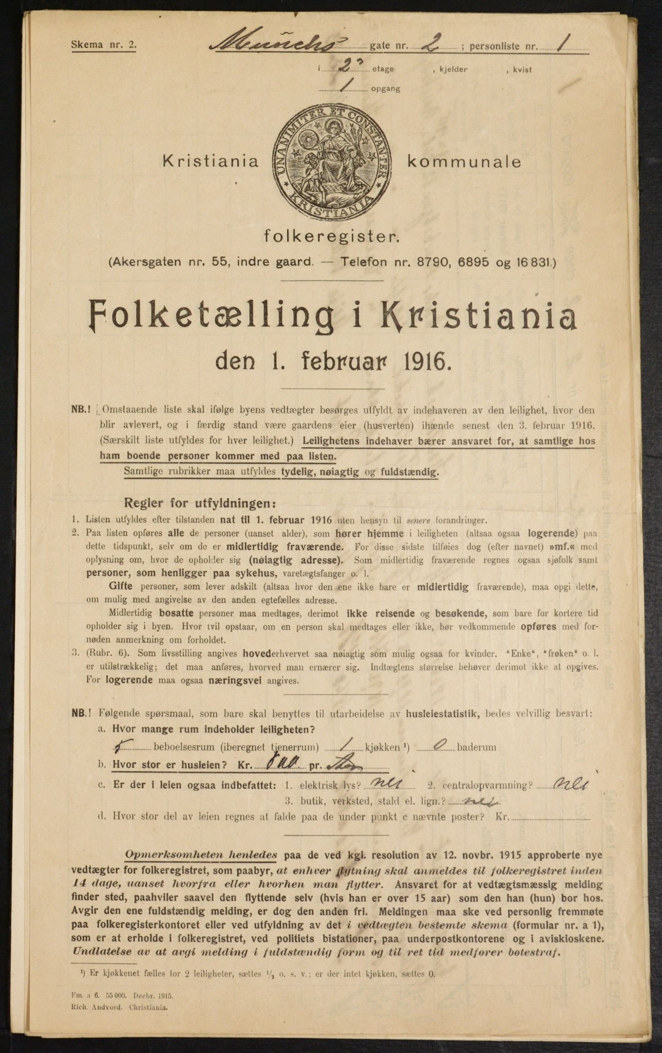 OBA, Municipal Census 1916 for Kristiania, 1916, p. 68306