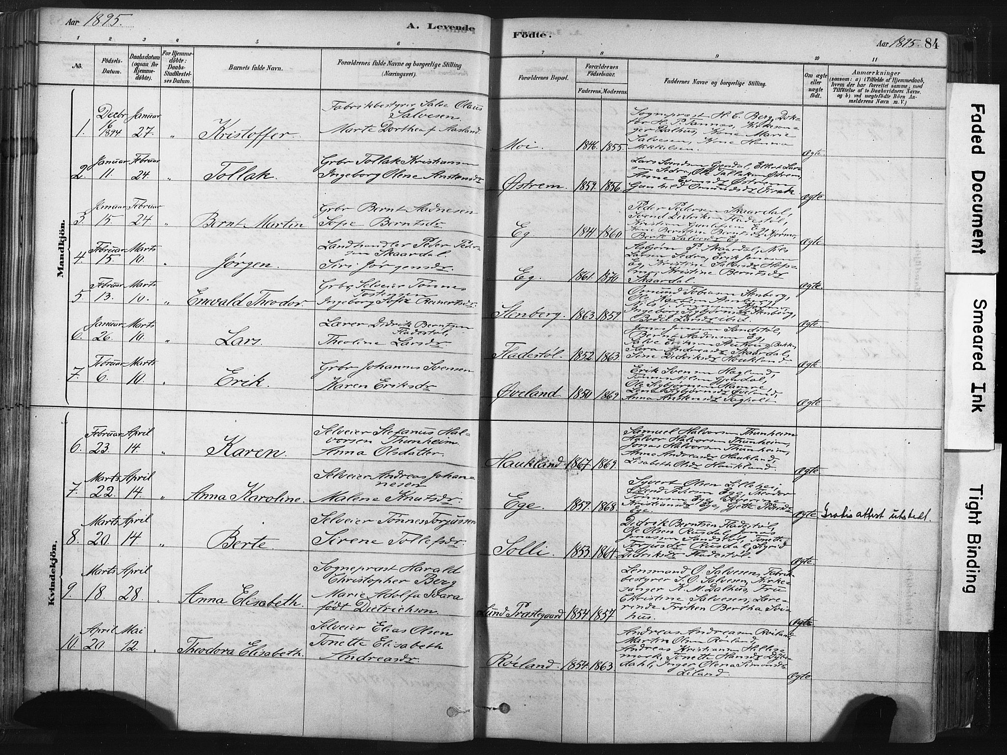 Lund sokneprestkontor, AV/SAST-A-101809/S06/L0011: Parish register (official) no. A 10, 1877-1904, p. 84