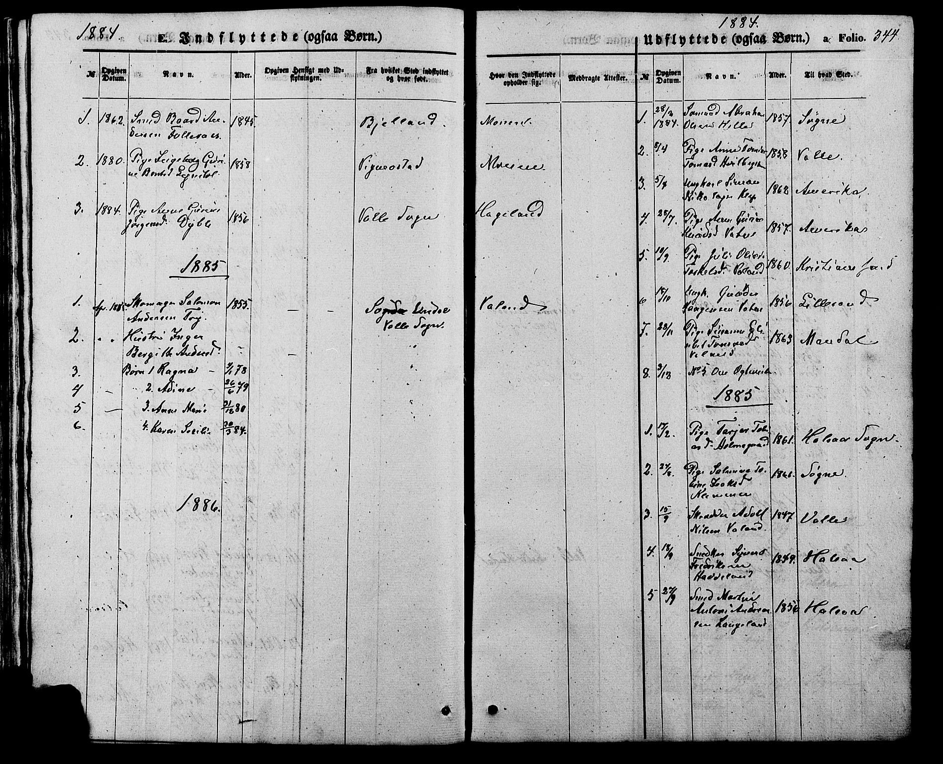 Holum sokneprestkontor, SAK/1111-0022/F/Fb/Fba/L0004: Parish register (copy) no. B 4, 1867-1890, p. 344