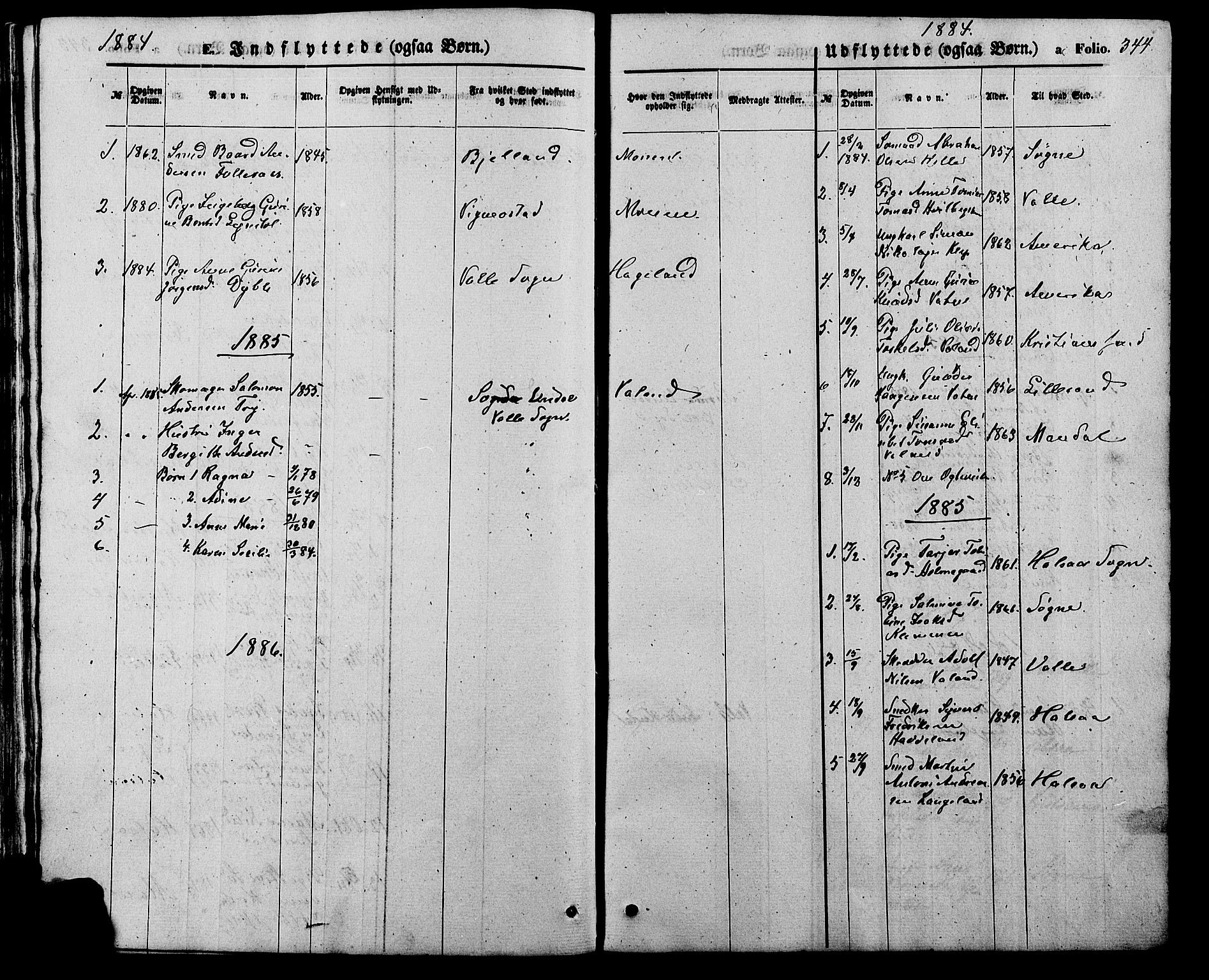 Holum sokneprestkontor, AV/SAK-1111-0022/F/Fb/Fba/L0004: Parish register (copy) no. B 4, 1867-1890, p. 344