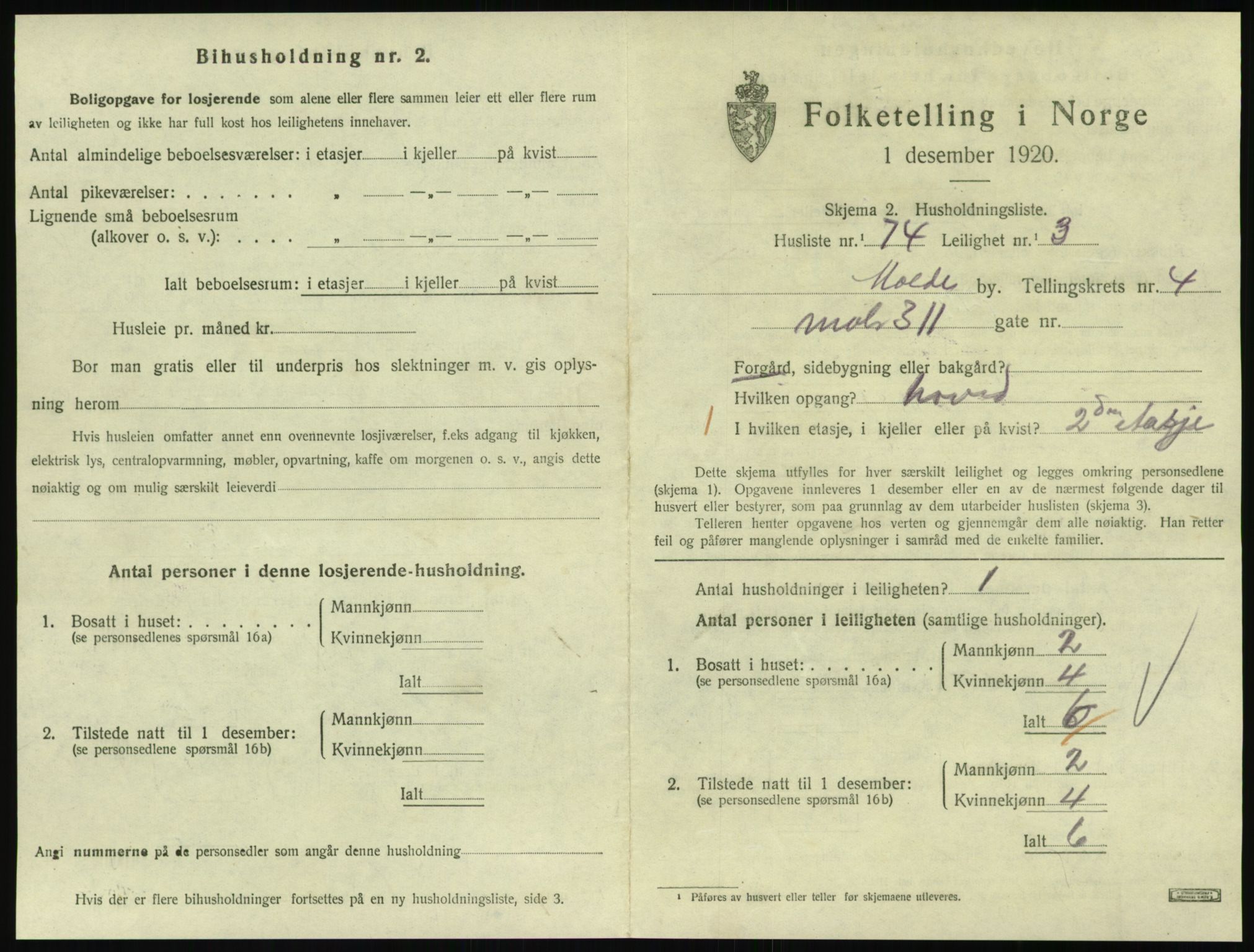 SAT, 1920 census for Molde, 1920, p. 1725