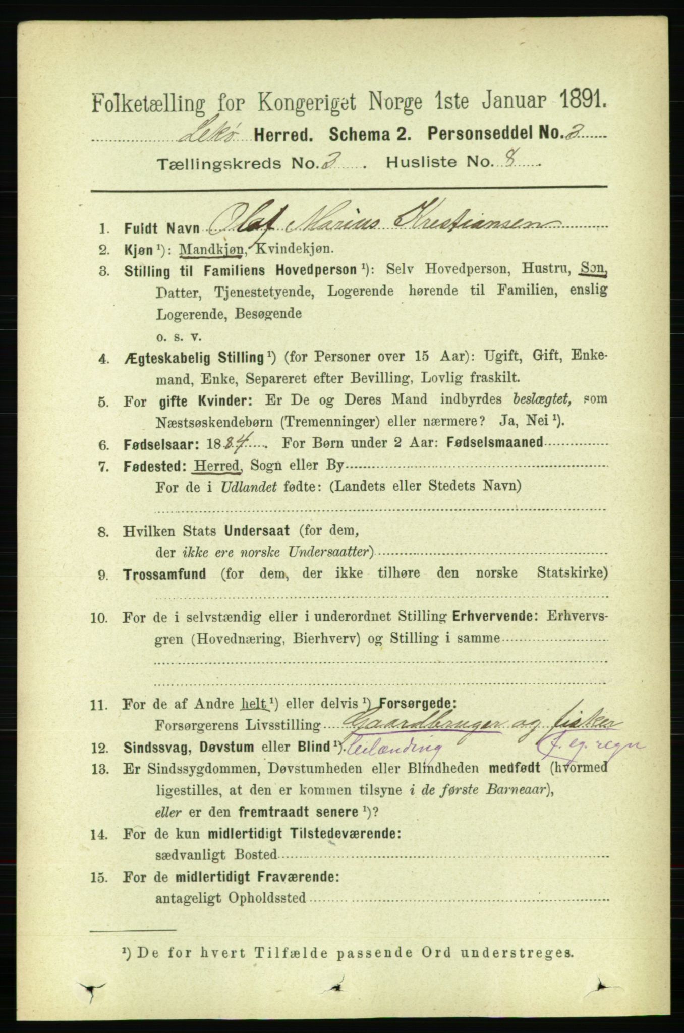 RA, 1891 census for 1755 Leka, 1891, p. 1445