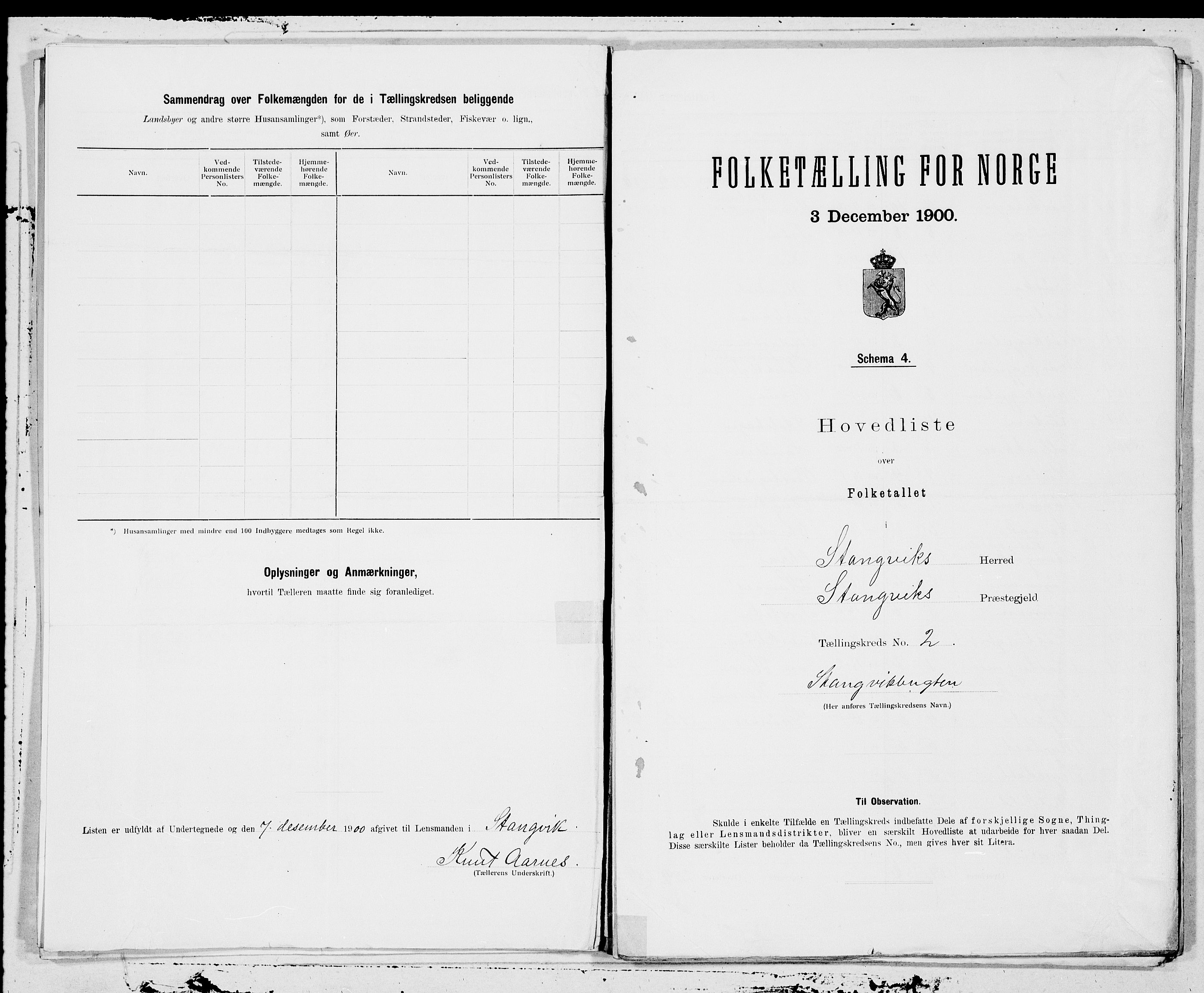 SAT, 1900 census for Stangvik, 1900, p. 4