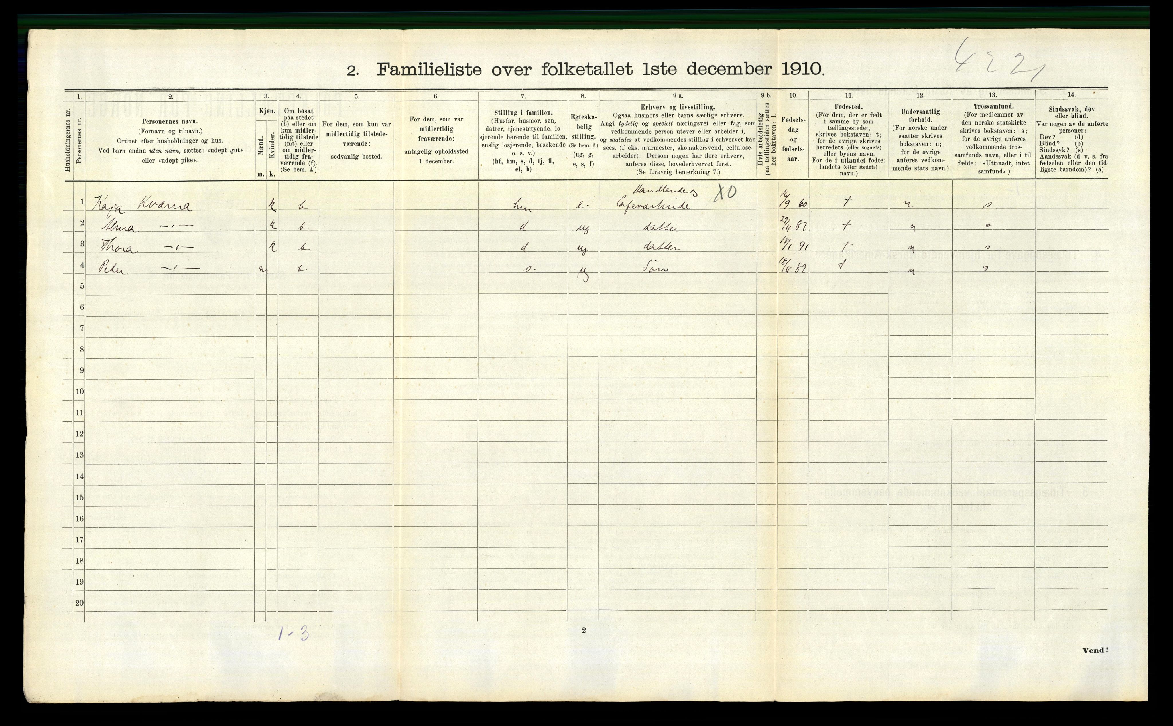 RA, 1910 census for Kongsberg, 1910, p. 3275