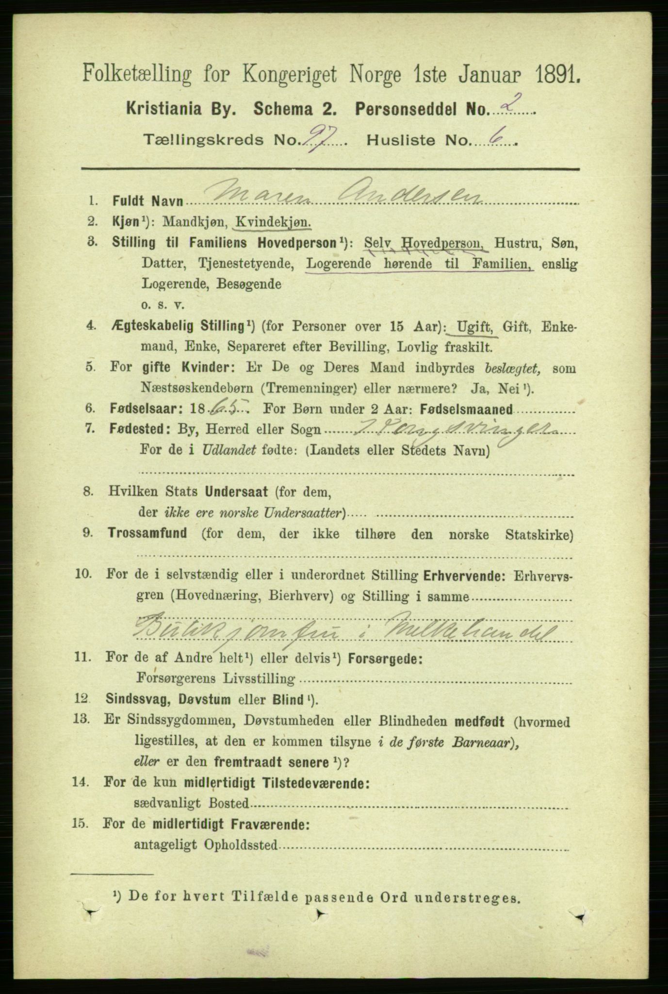 RA, 1891 census for 0301 Kristiania, 1891, p. 47043