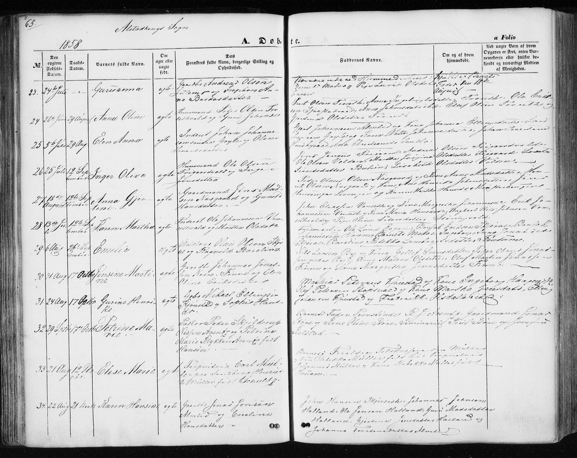 Ministerialprotokoller, klokkerbøker og fødselsregistre - Nord-Trøndelag, SAT/A-1458/717/L0154: Parish register (official) no. 717A07 /1, 1850-1862, p. 65