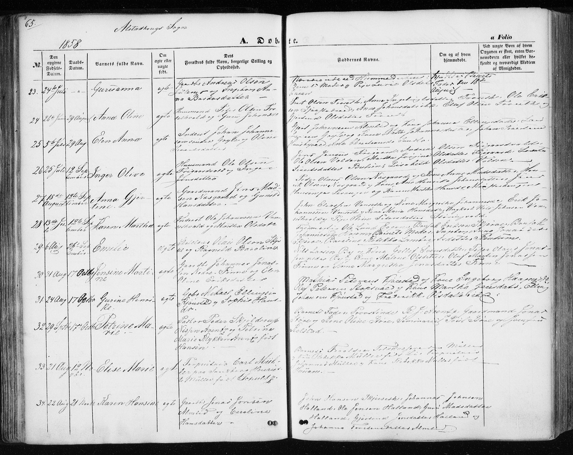 Ministerialprotokoller, klokkerbøker og fødselsregistre - Nord-Trøndelag, AV/SAT-A-1458/717/L0154: Parish register (official) no. 717A07 /1, 1850-1862, p. 65