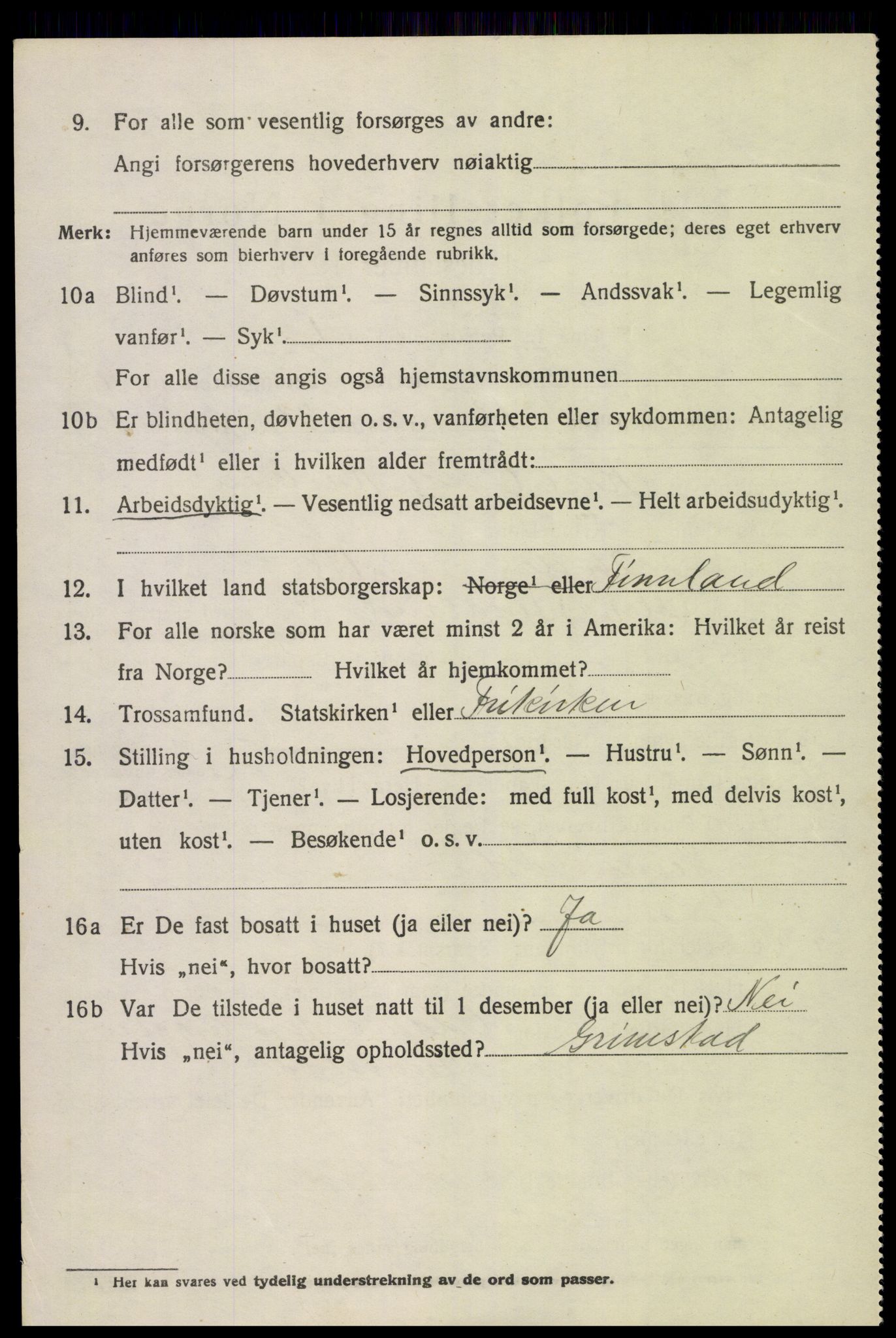 SAK, 1920 census for Fjære, 1920, p. 11272