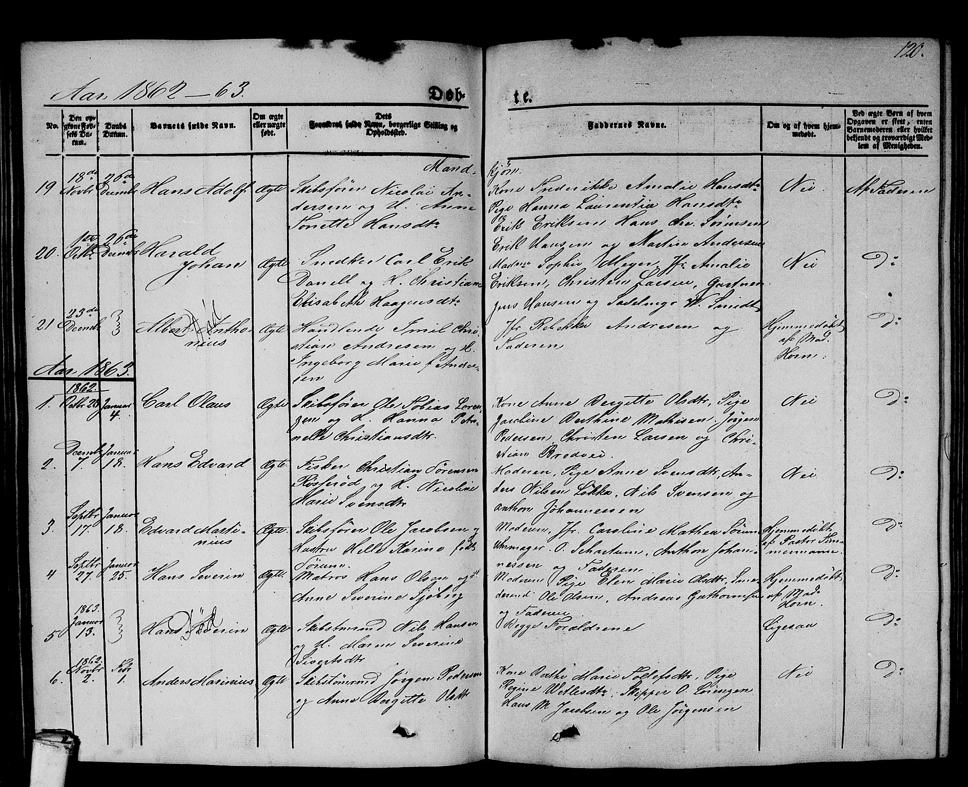 Larvik kirkebøker, SAKO/A-352/G/Gb/L0002: Parish register (copy) no. II 2, 1843-1866, p. 120