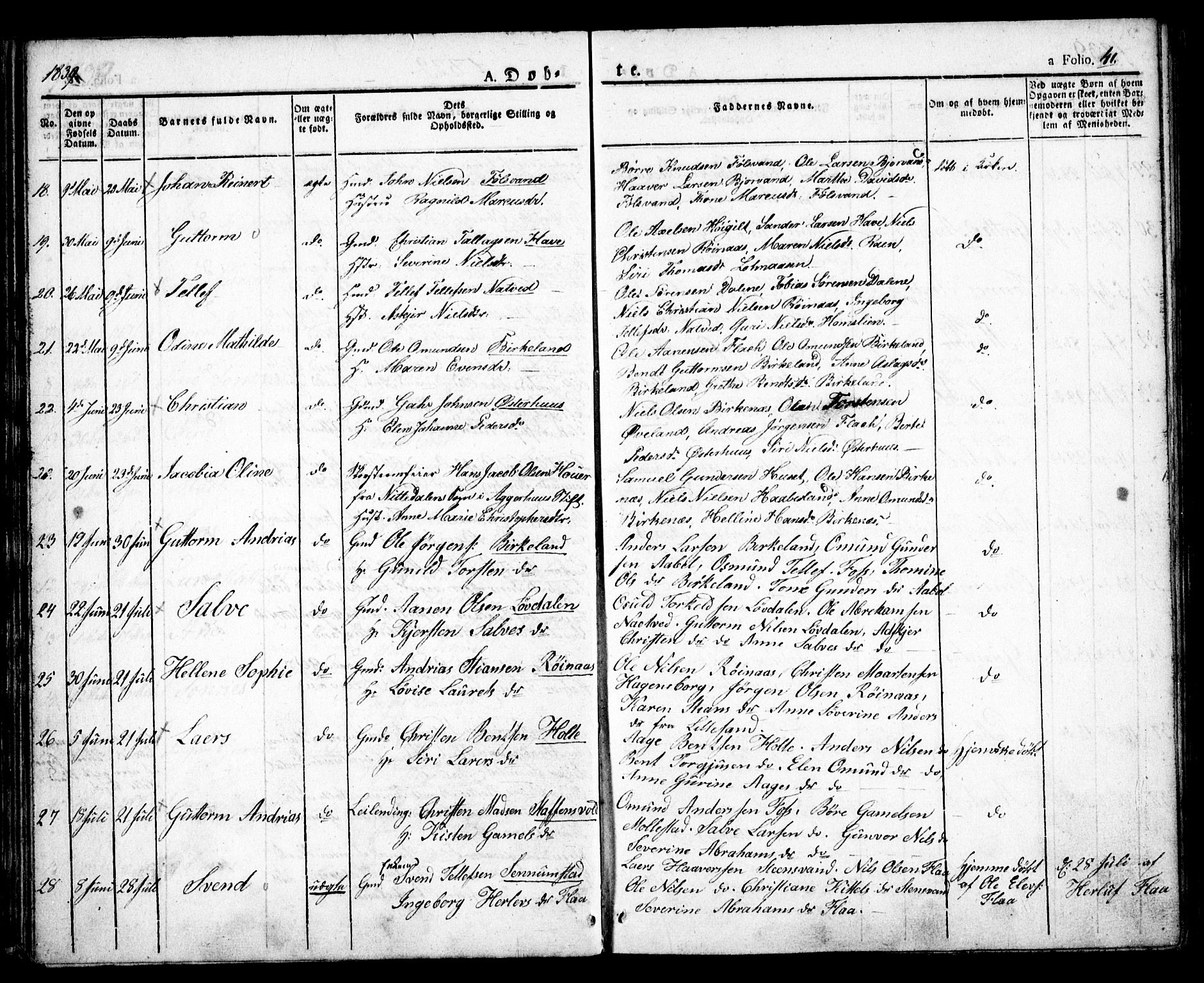 Birkenes sokneprestkontor, AV/SAK-1111-0004/F/Fa/L0001: Parish register (official) no. A 1, 1829-1849, p. 41