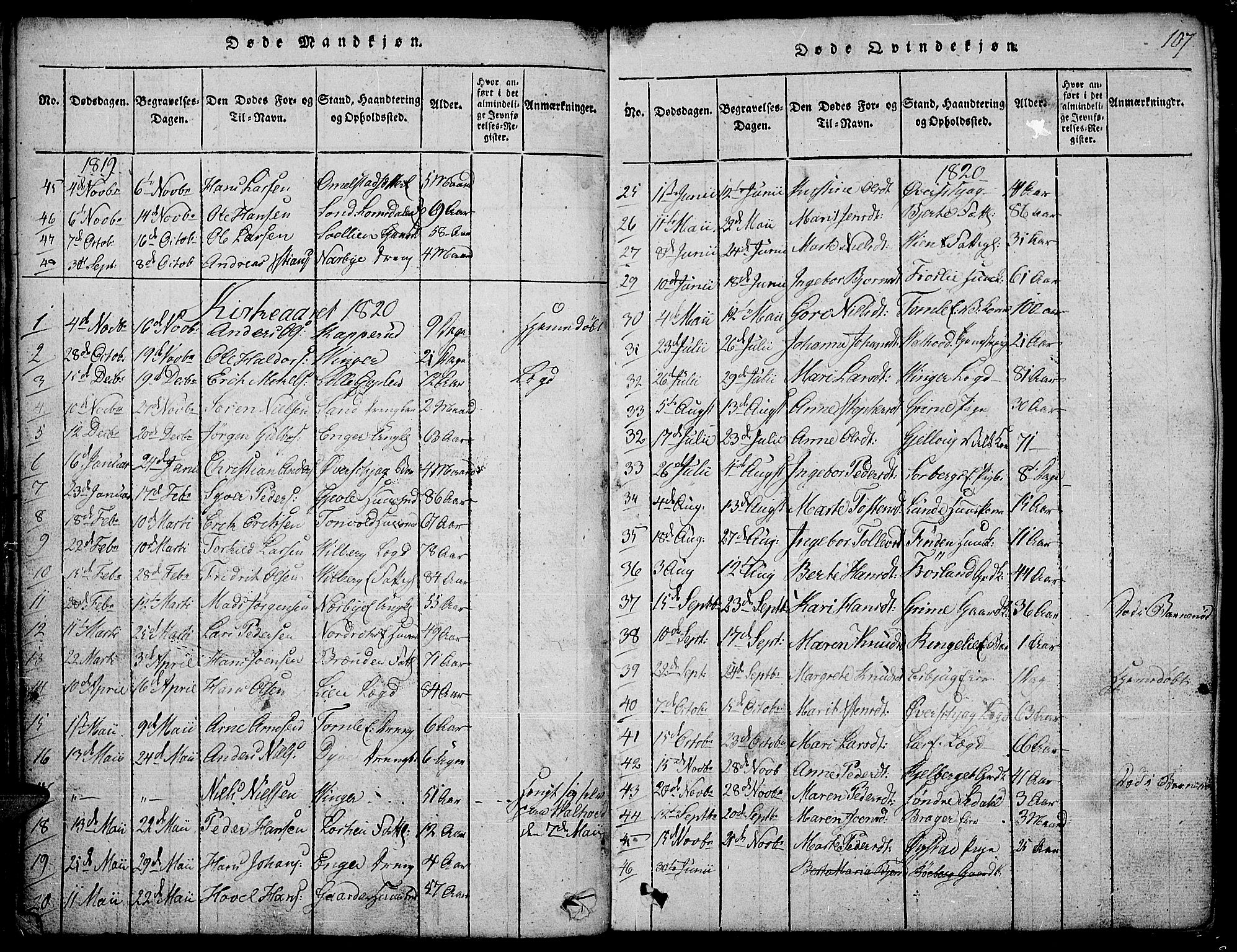 Land prestekontor, AV/SAH-PREST-120/H/Ha/Hab/L0001: Parish register (copy) no. 1, 1814-1833, p. 107