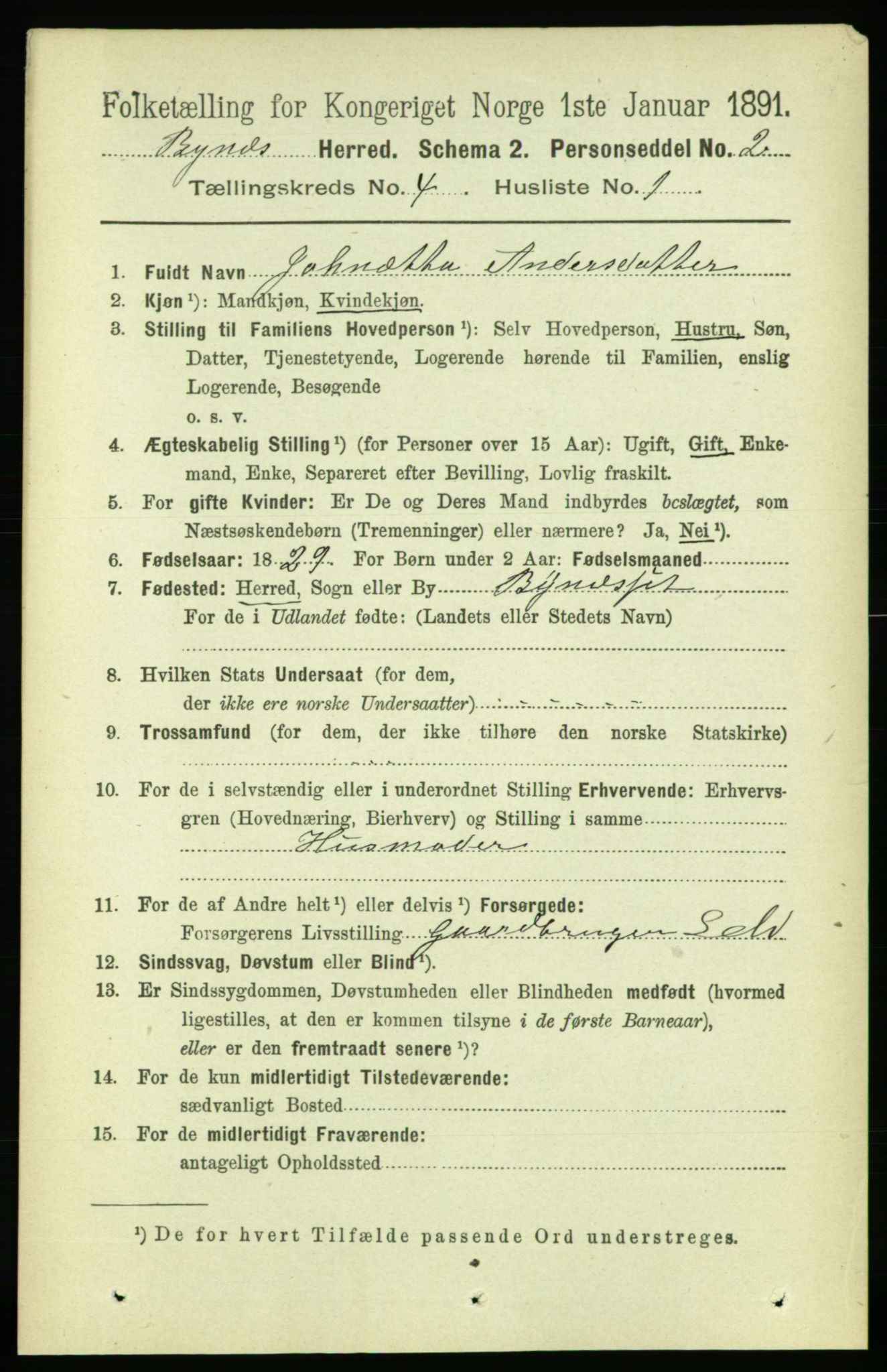 RA, 1891 census for 1655 Byneset, 1891, p. 1584