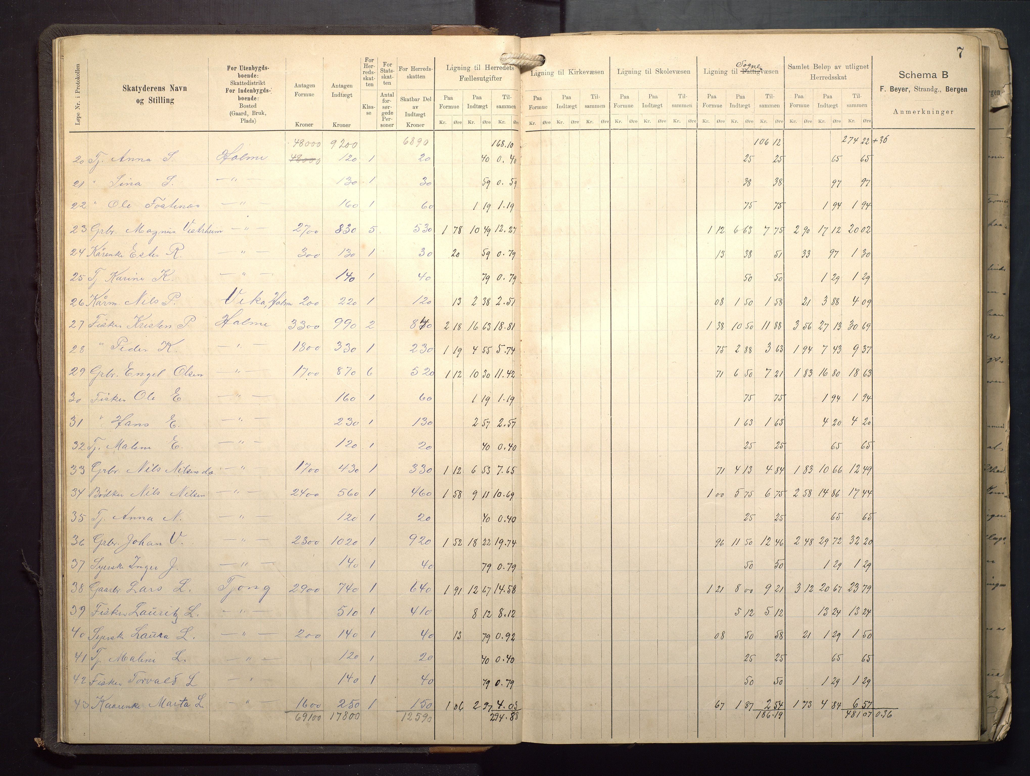 Finnaas kommune. Likningsnemnda, IKAH/1218a-142/F/Fa/L0009: Likningsprotokoll for heradsskatten, 1909-1911, p. 7