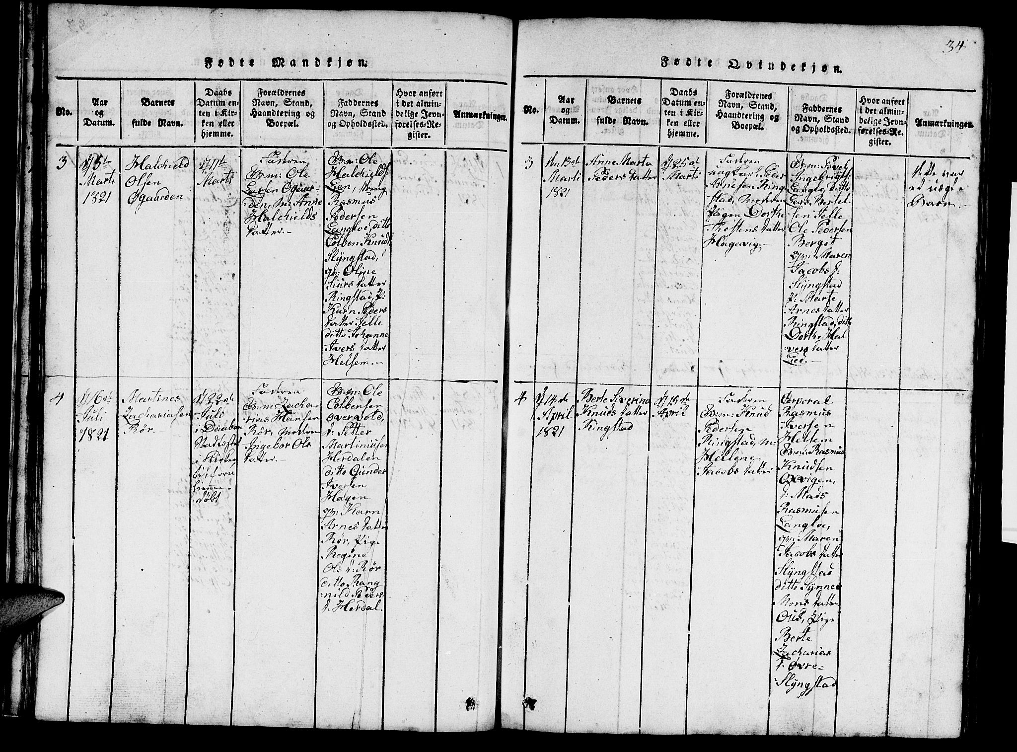 Ministerialprotokoller, klokkerbøker og fødselsregistre - Møre og Romsdal, SAT/A-1454/520/L0289: Parish register (copy) no. 520C01, 1817-1837, p. 34
