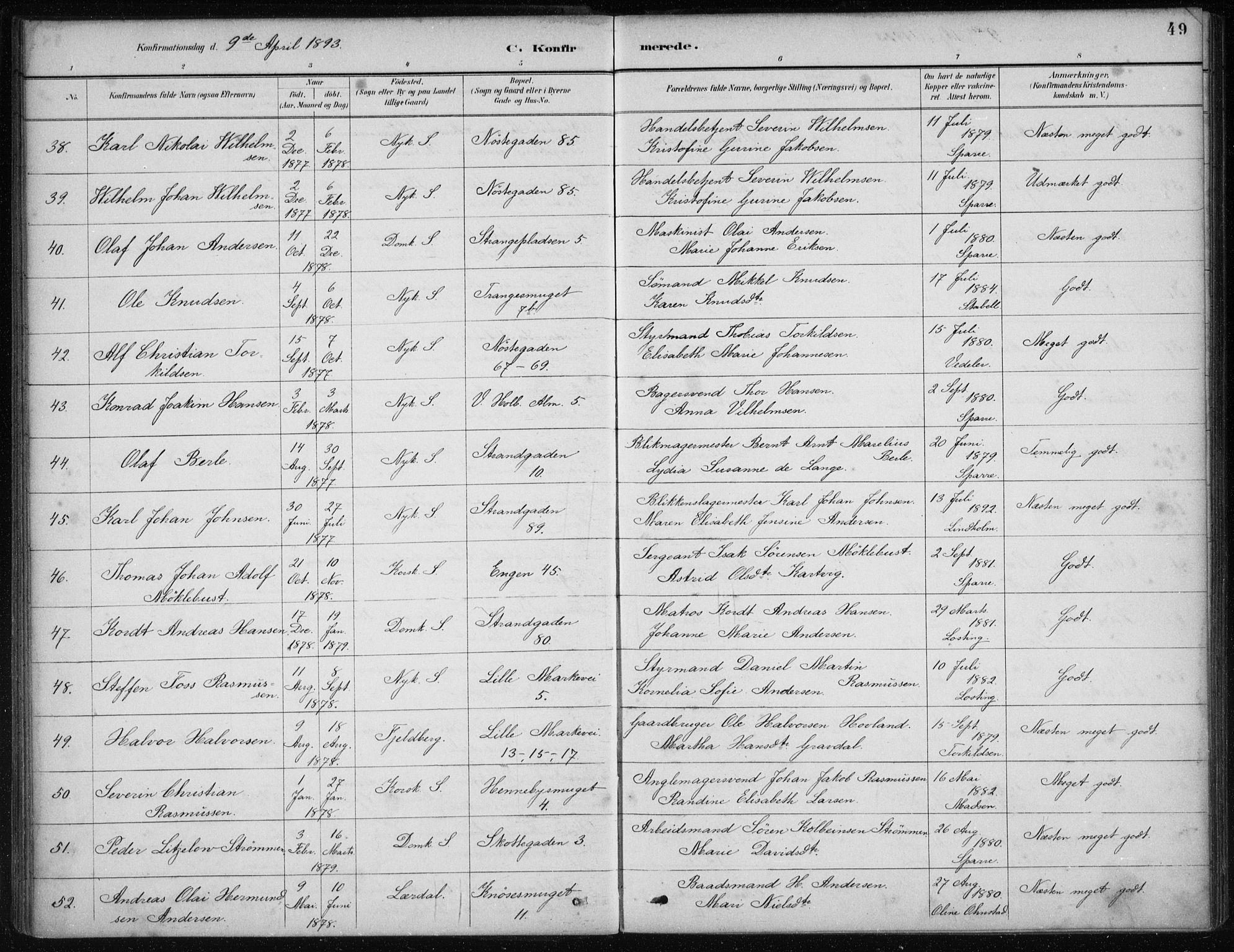 Nykirken Sokneprestembete, AV/SAB-A-77101/H/Haa/L0027: Parish register (official) no. C 6, 1886-1913, p. 49