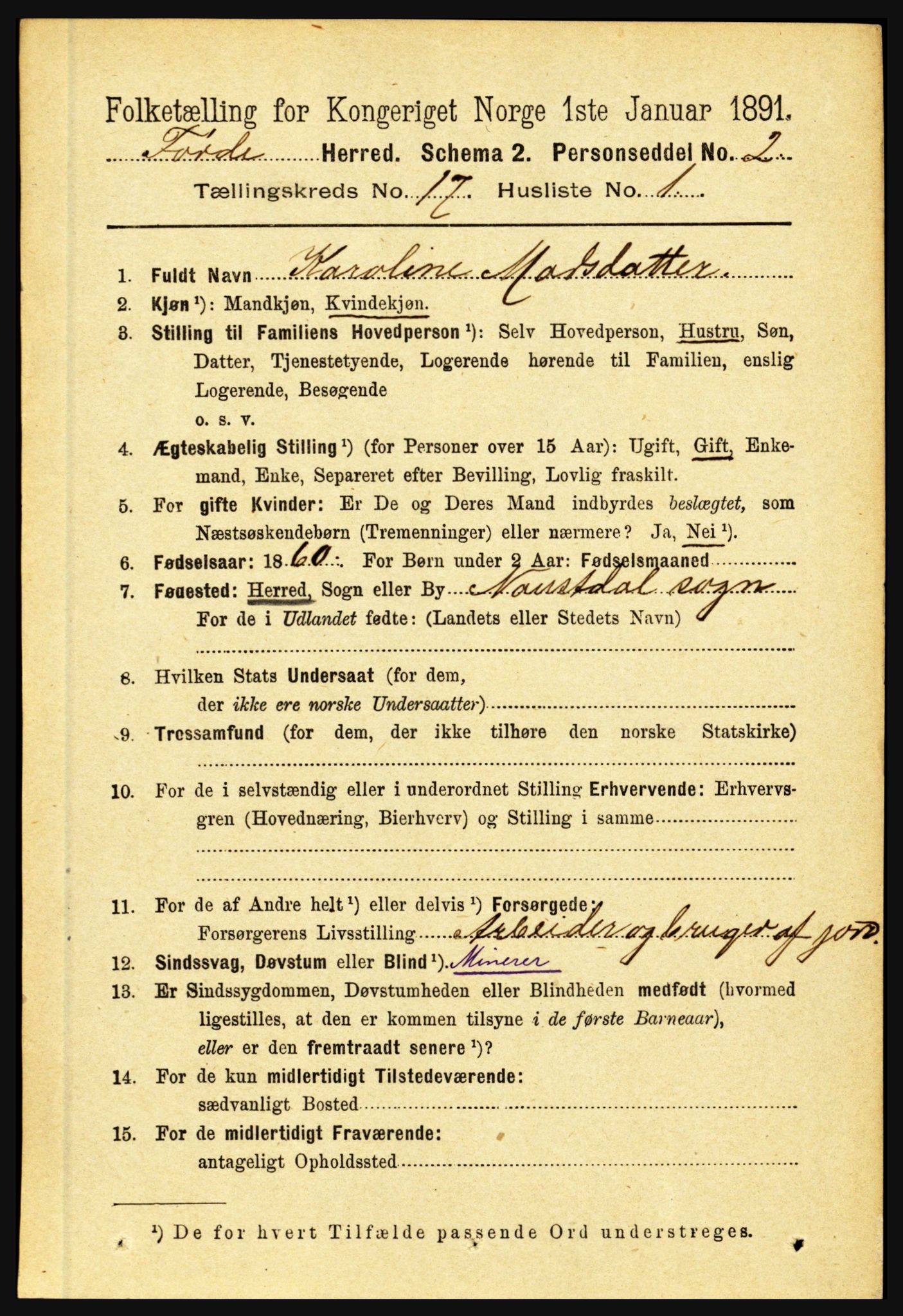 RA, 1891 census for 1432 Førde, 1891, p. 6021