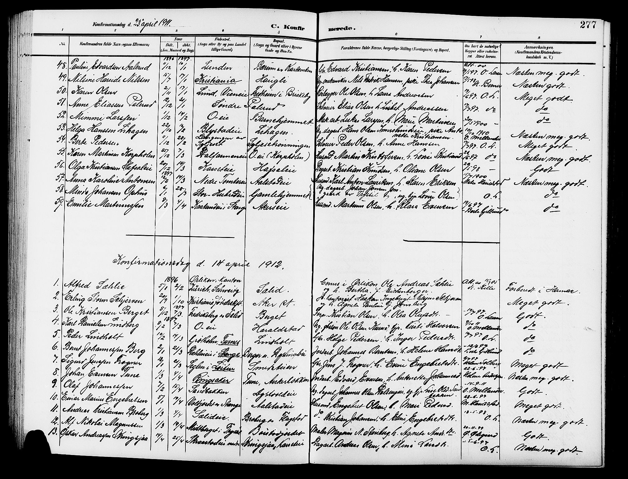 Vang prestekontor, Hedmark, SAH/PREST-008/H/Ha/Hab/L0014: Parish register (copy) no. 14, 1896-1914, p. 277