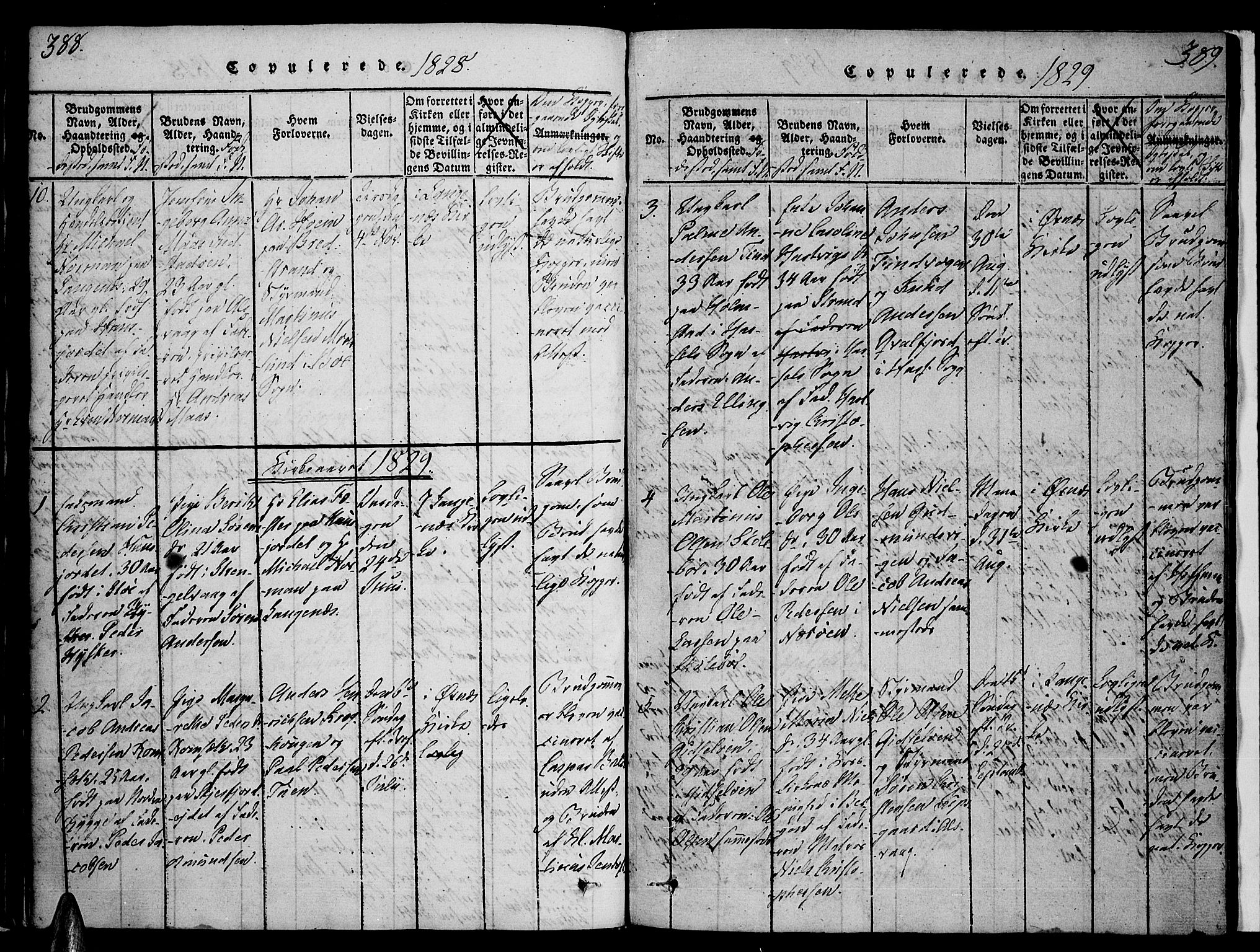 Ministerialprotokoller, klokkerbøker og fødselsregistre - Nordland, AV/SAT-A-1459/893/L1331: Parish register (official) no. 893A04, 1820-1840, p. 388-389