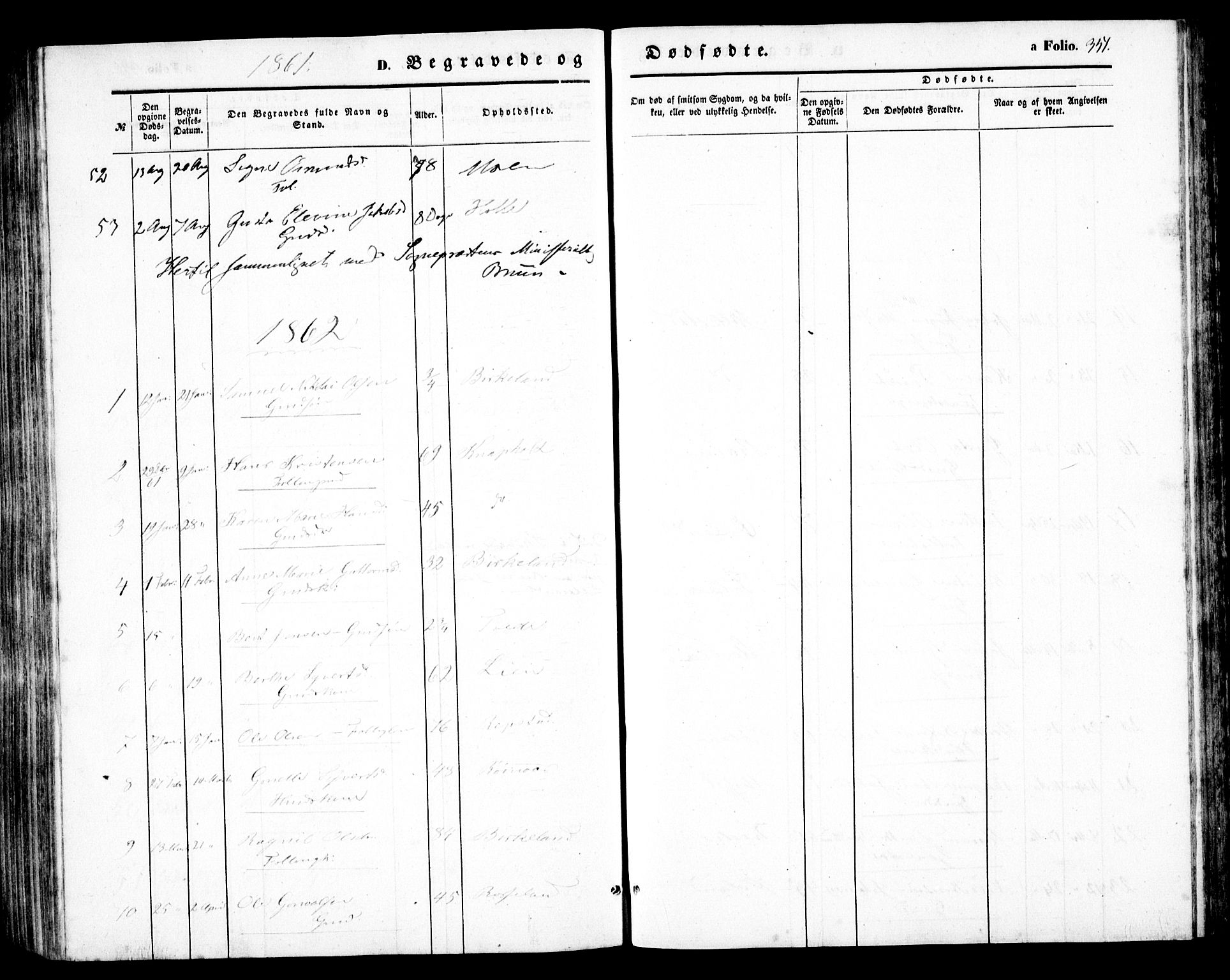 Birkenes sokneprestkontor, AV/SAK-1111-0004/F/Fb/L0002: Parish register (copy) no. B 2, 1849-1876, p. 351