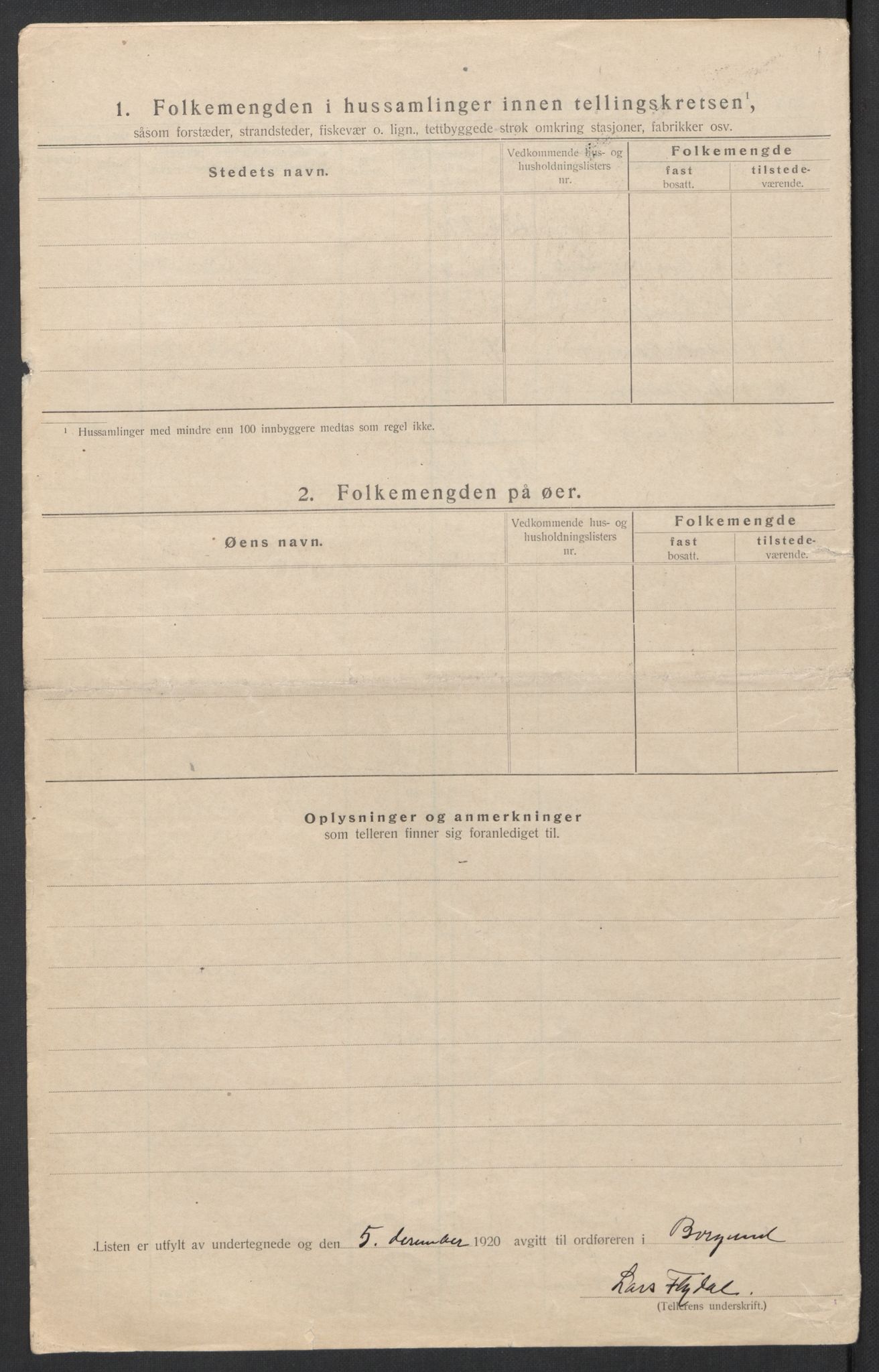 SAT, 1920 census for Borgund, 1920, p. 10