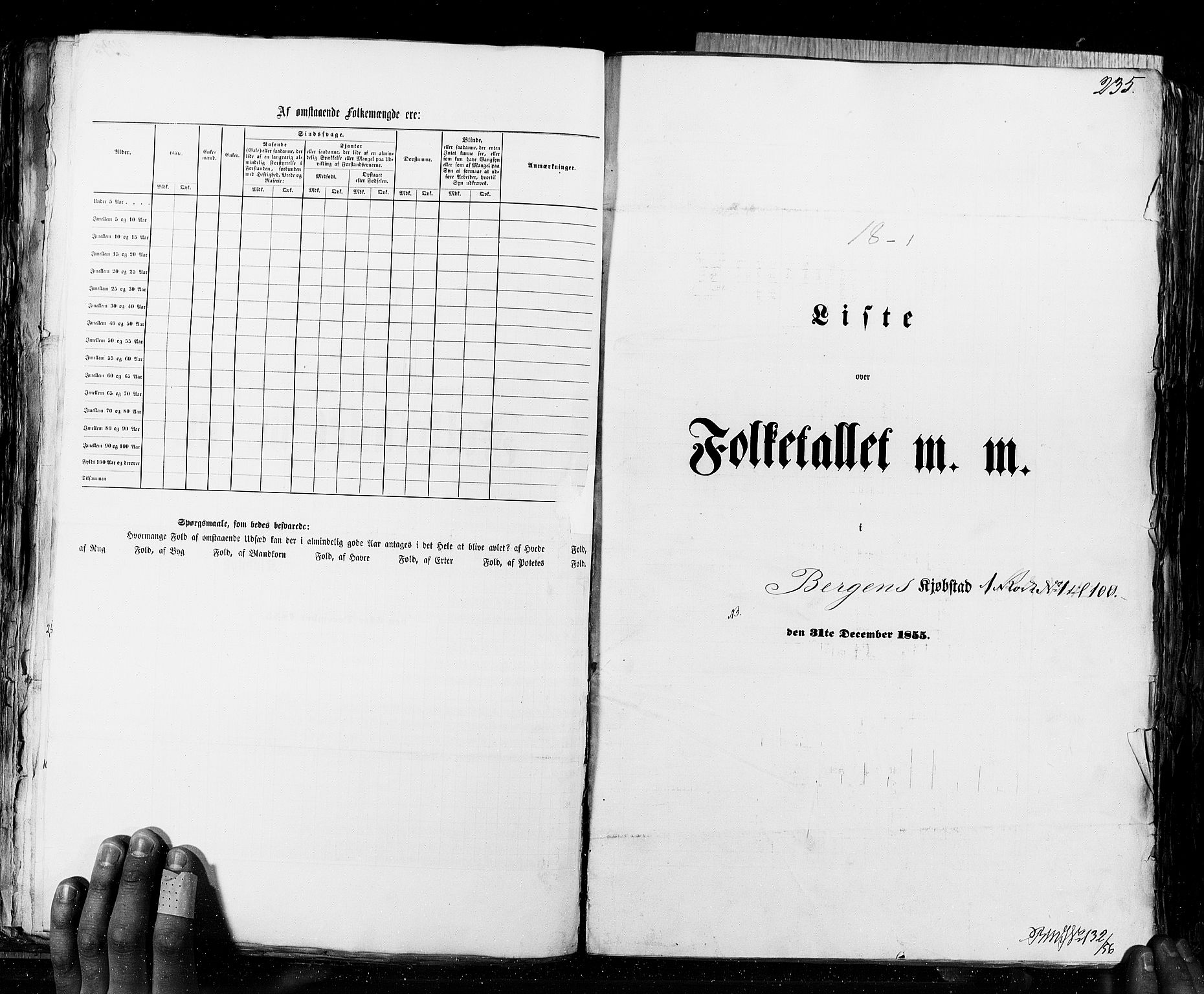 RA, Census 1855, vol. 8: Risør-Vadsø, 1855, p. 235