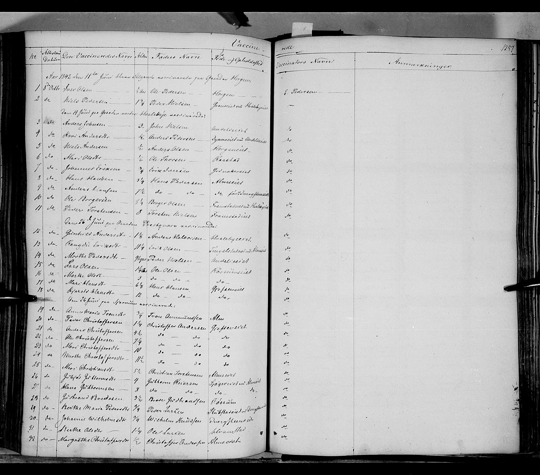 Gran prestekontor, SAH/PREST-112/H/Ha/Haa/L0011: Parish register (official) no. 11, 1842-1856, p. 1256-1257