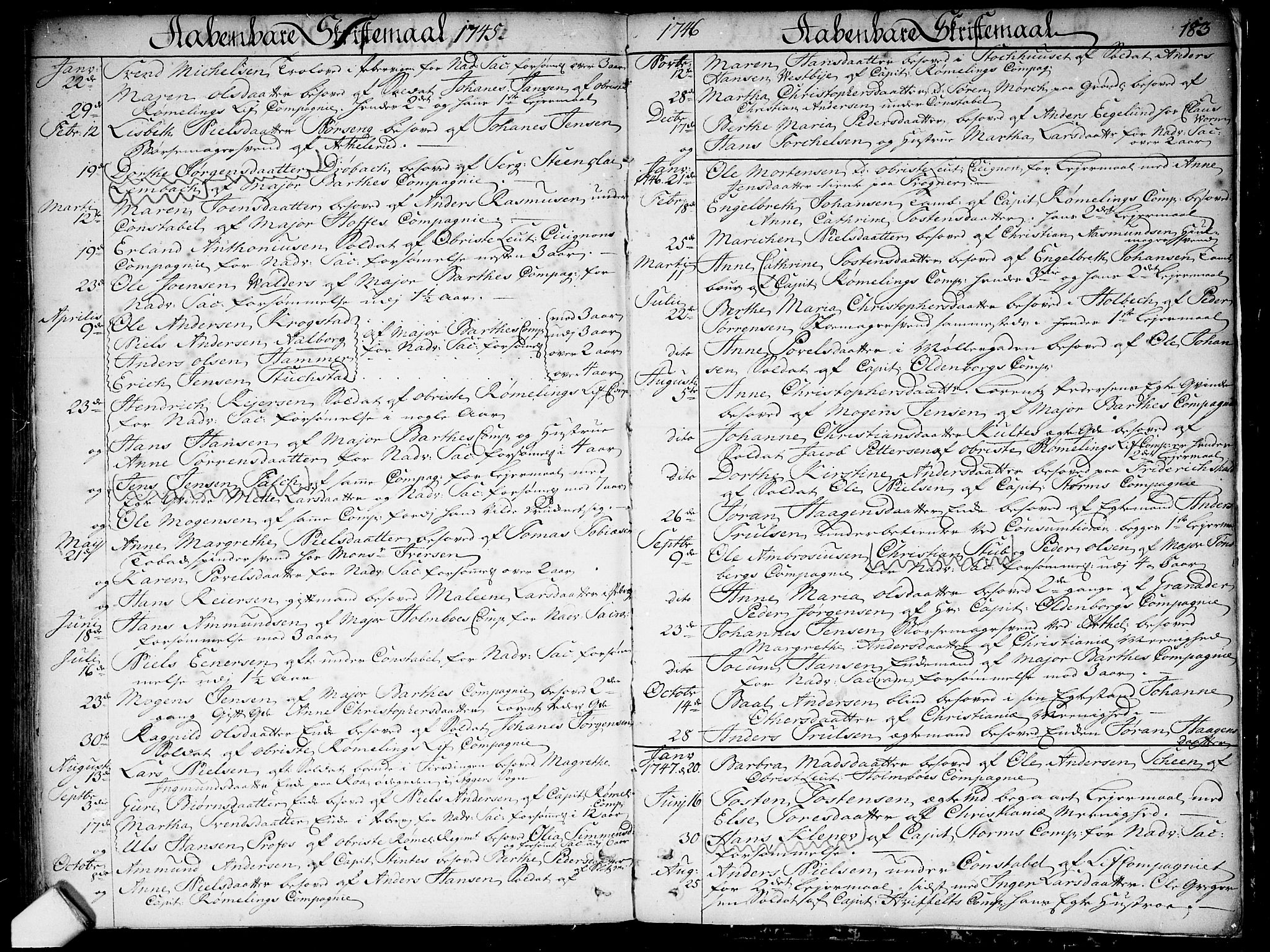 Garnisonsmenigheten Kirkebøker, SAO/A-10846/F/Fa/L0001: Parish register (official) no. 1, 1734-1756, p. 183